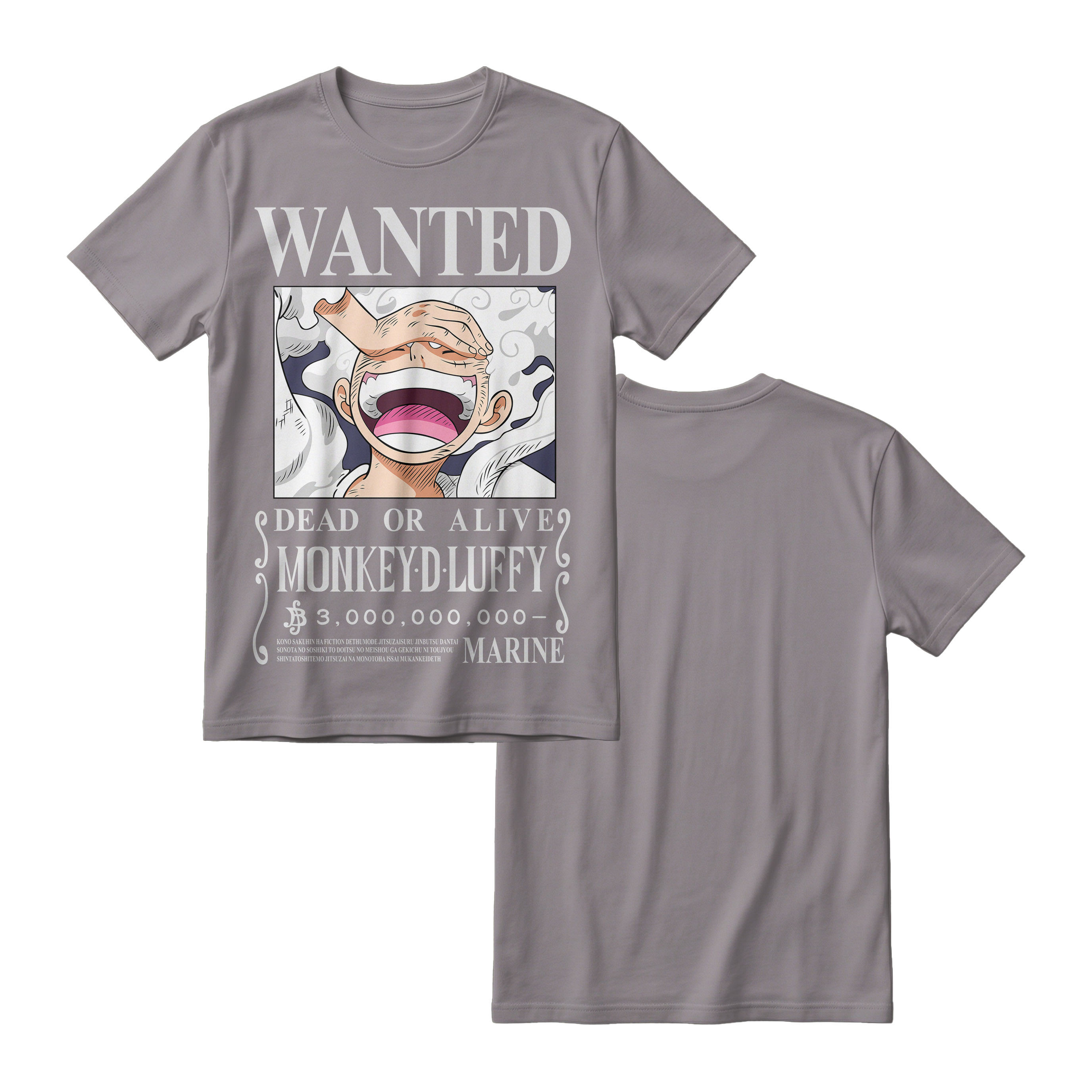 Anime One Piece Wanted Monkey D. Luffy Gear 5 Short Sleeve Tee - RZM012