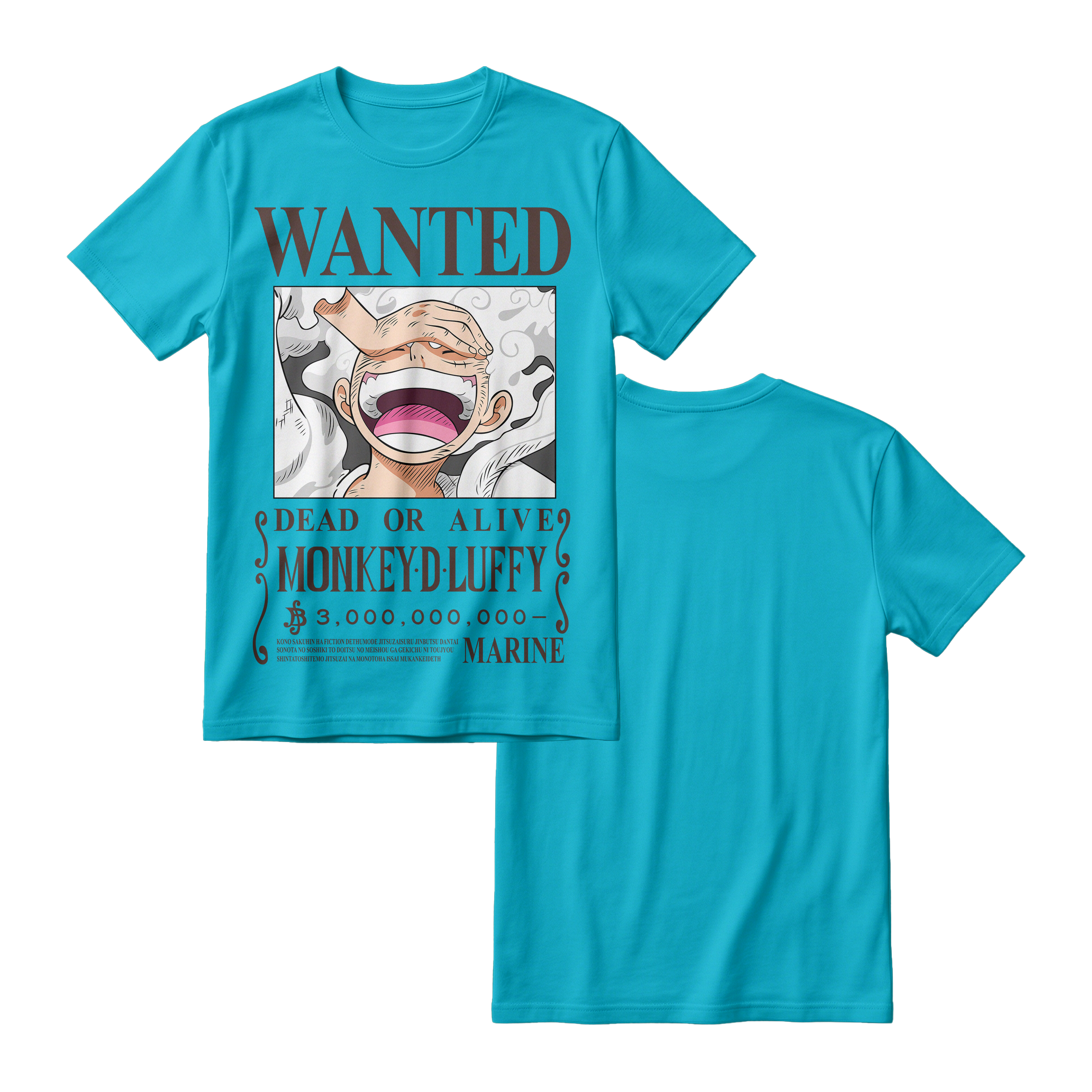 Anime One Piece Wanted Monkey D. Luffy Gear 5 Short Sleeve Tee - RZM012