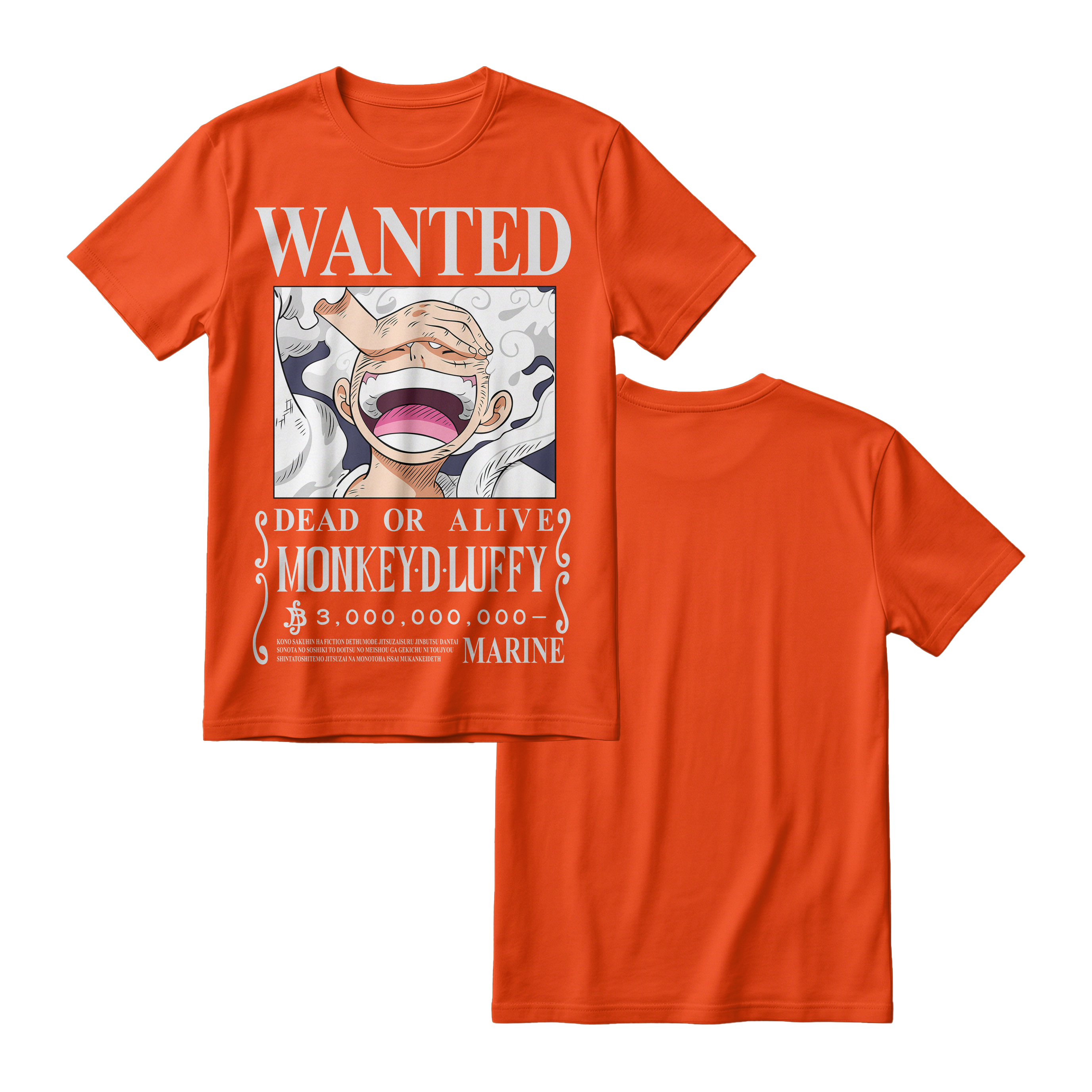 Anime One Piece Wanted Monkey D. Luffy Gear 5 Short Sleeve Tee - RZM012