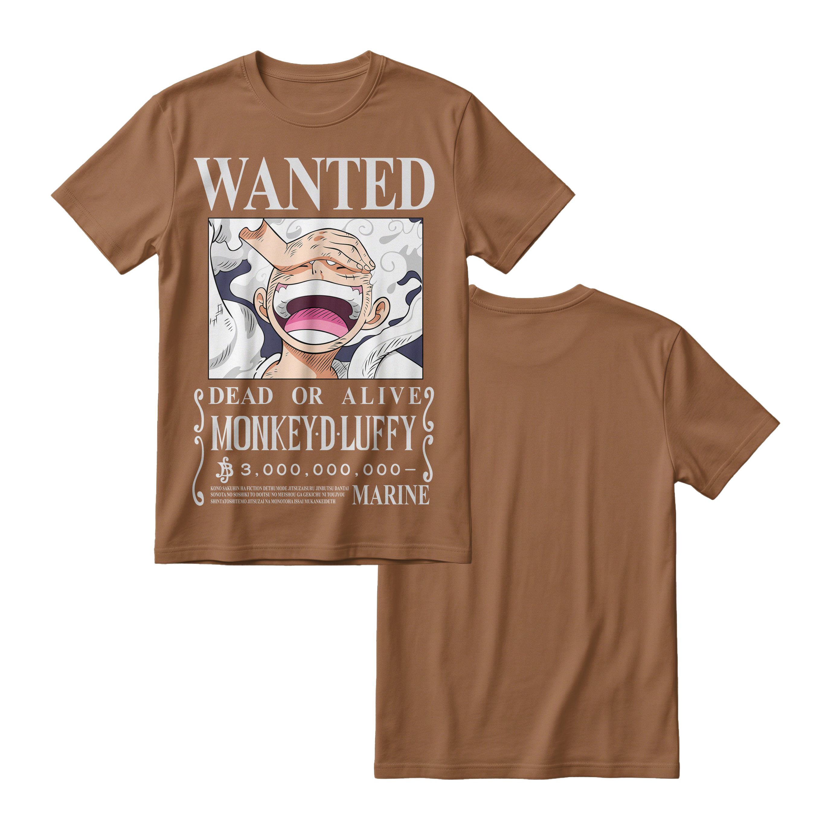 Anime One Piece Wanted Monkey D. Luffy Gear 5 Short Sleeve Tee - RZM012
