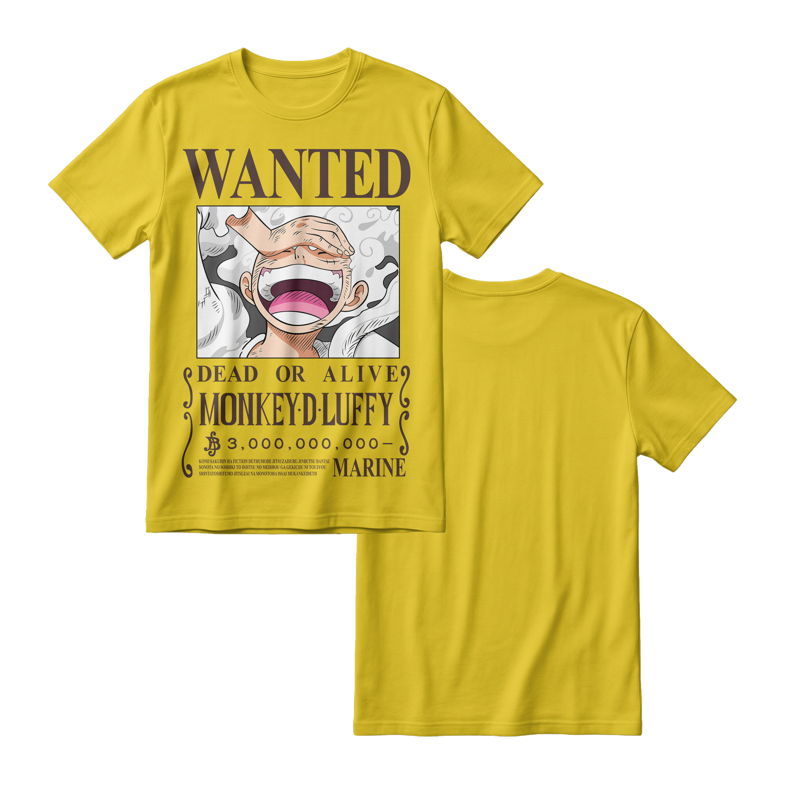 Anime One Piece Wanted Monkey D. Luffy Gear 5 Short Sleeve Tee - RZM012