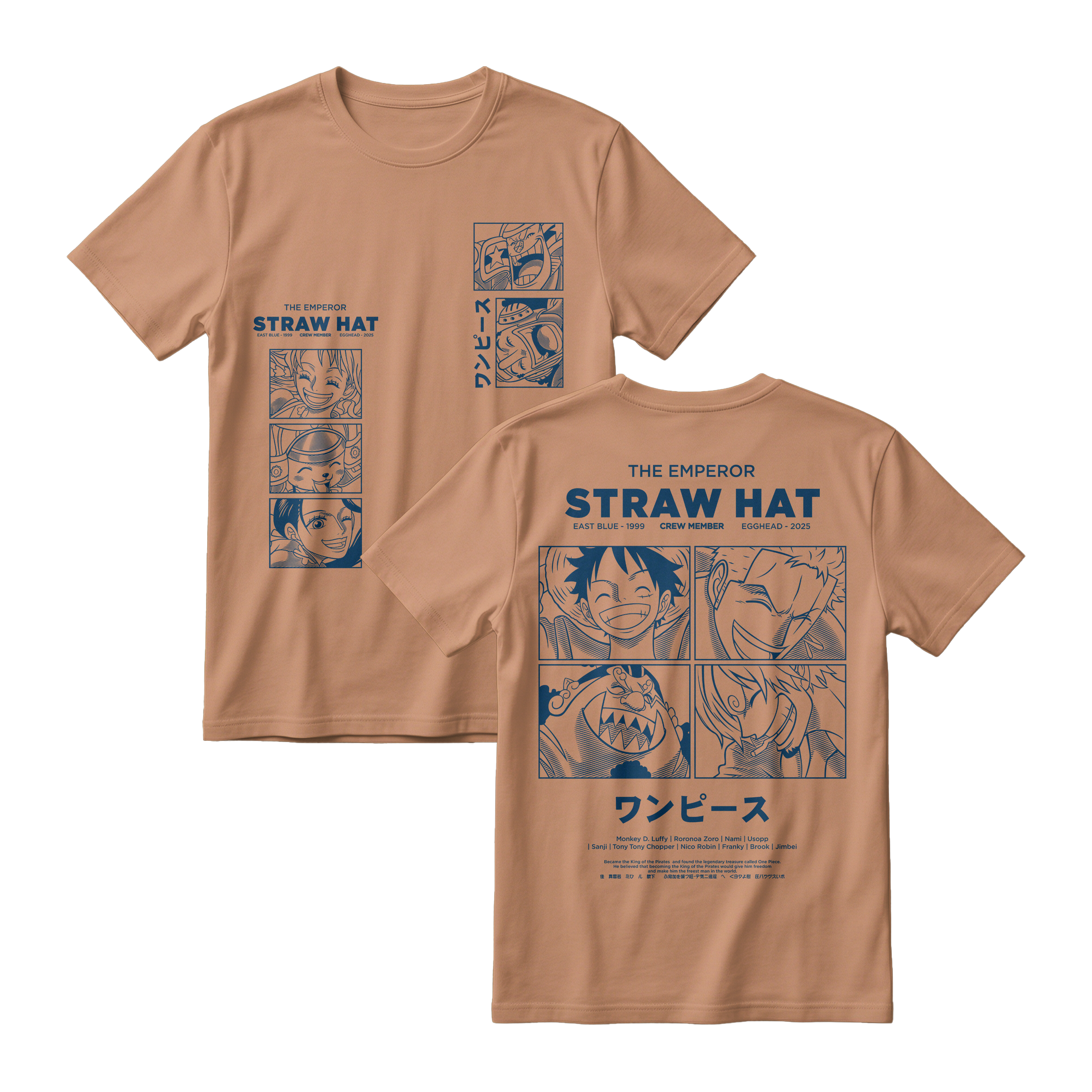 Anime One Piece Emperor Straw Hat Crew Short Sleeve Tee - RZM014