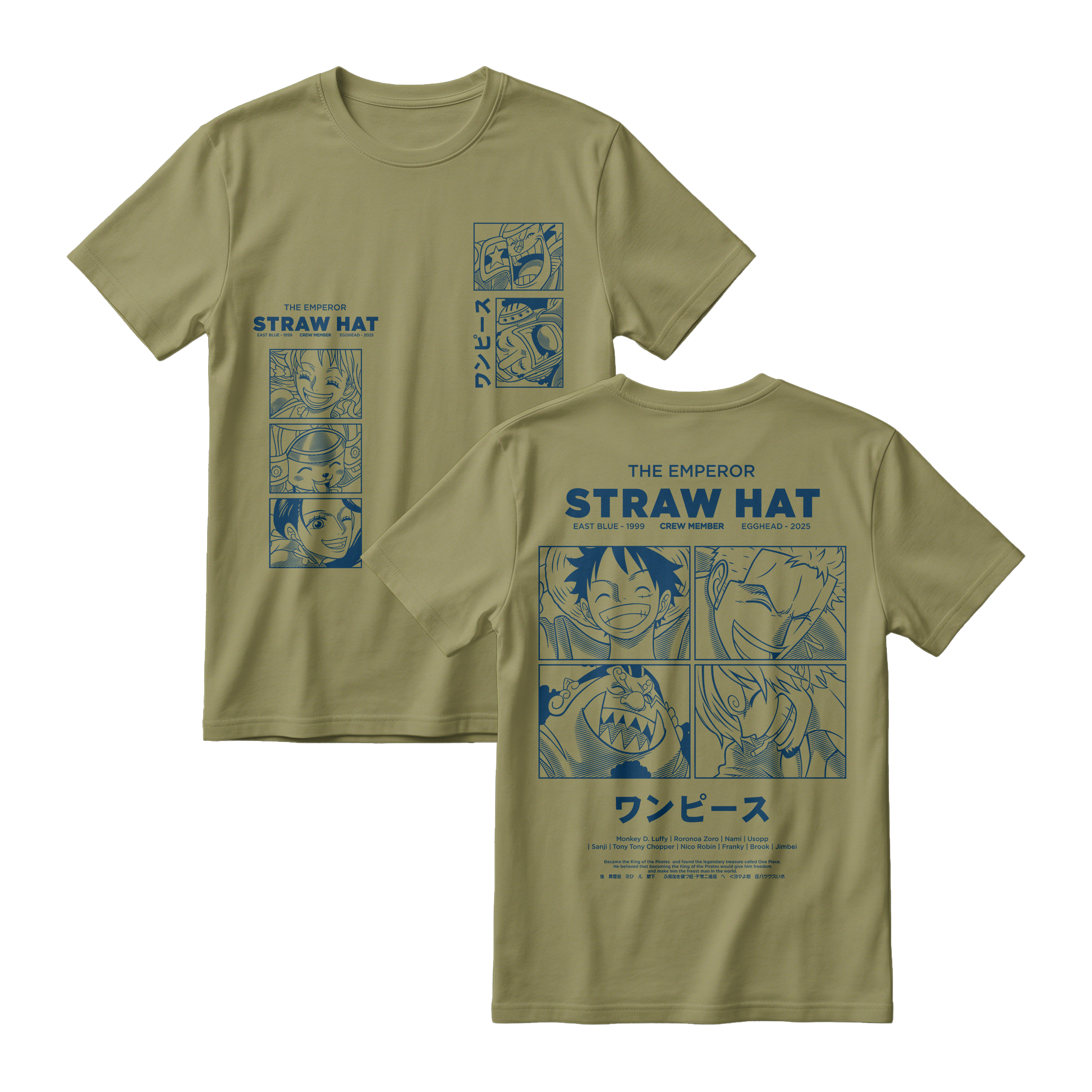 Anime One Piece Emperor Straw Hat Crew Short Sleeve Tee - RZM014