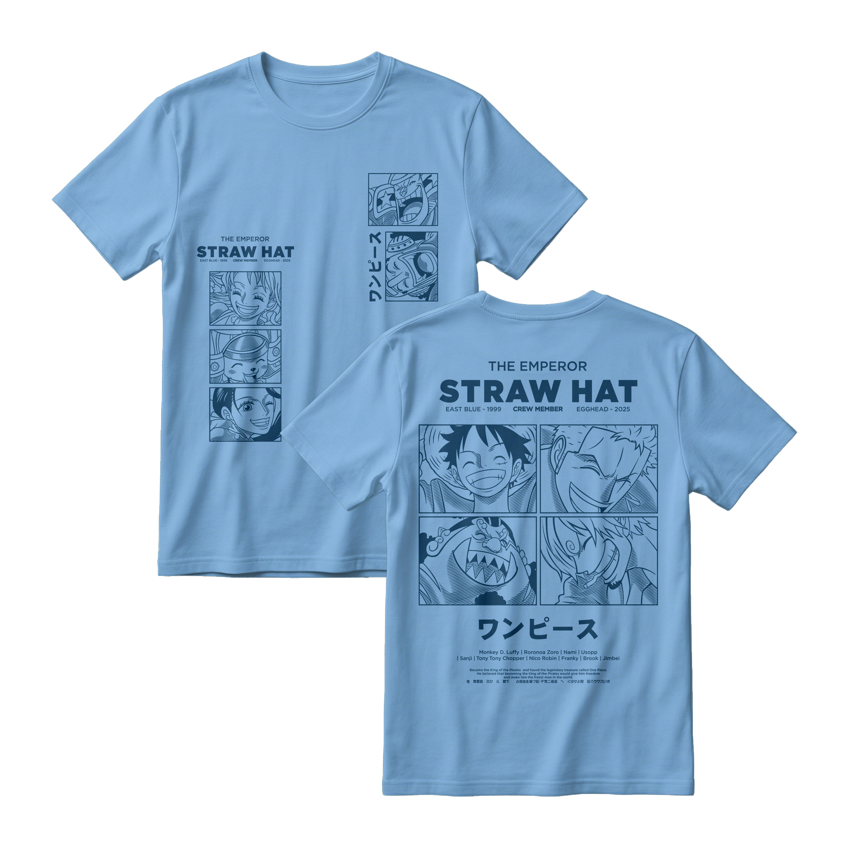 Anime One Piece Emperor Straw Hat Crew Short Sleeve Tee - RZM014