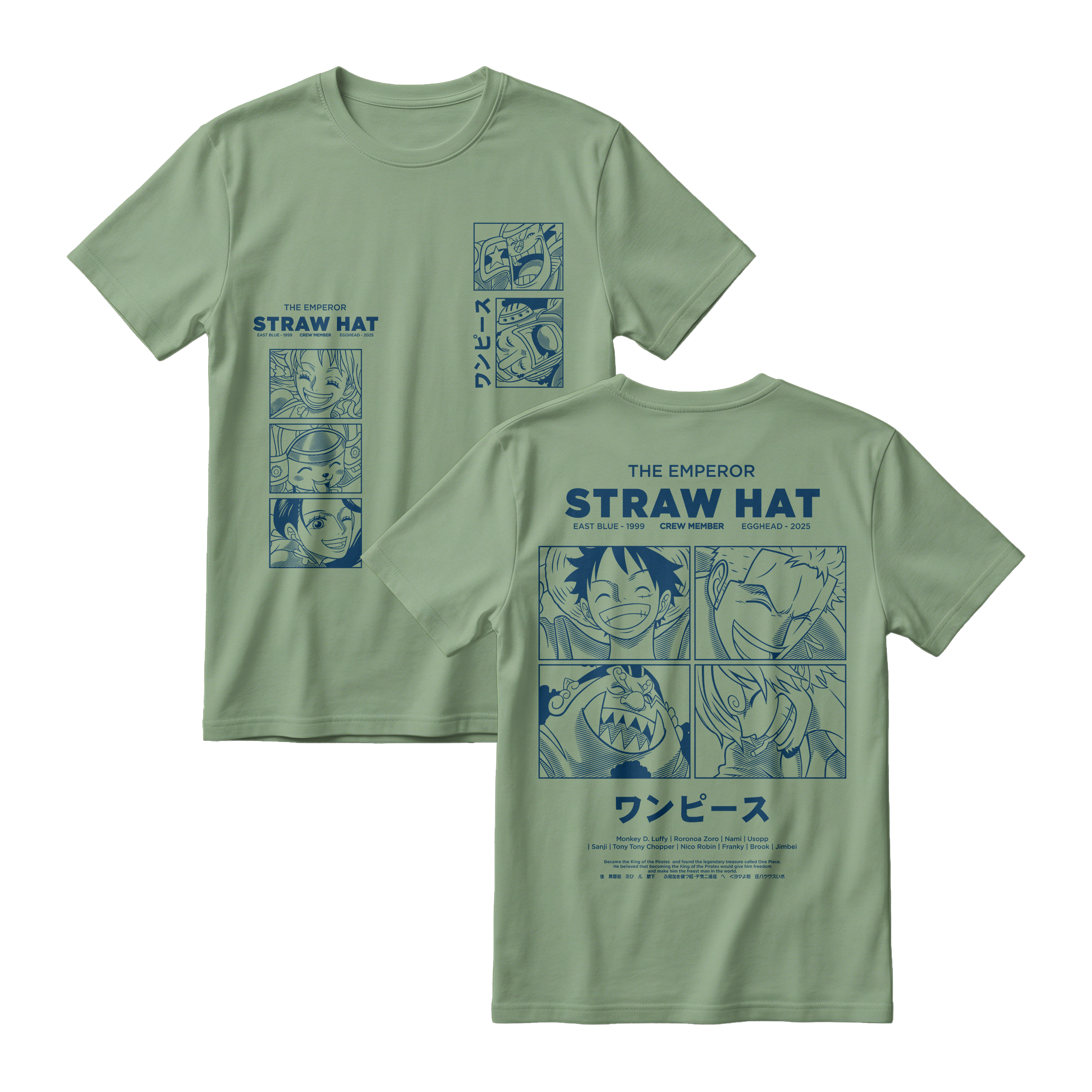 Anime One Piece Emperor Straw Hat Crew Short Sleeve Tee - RZM014