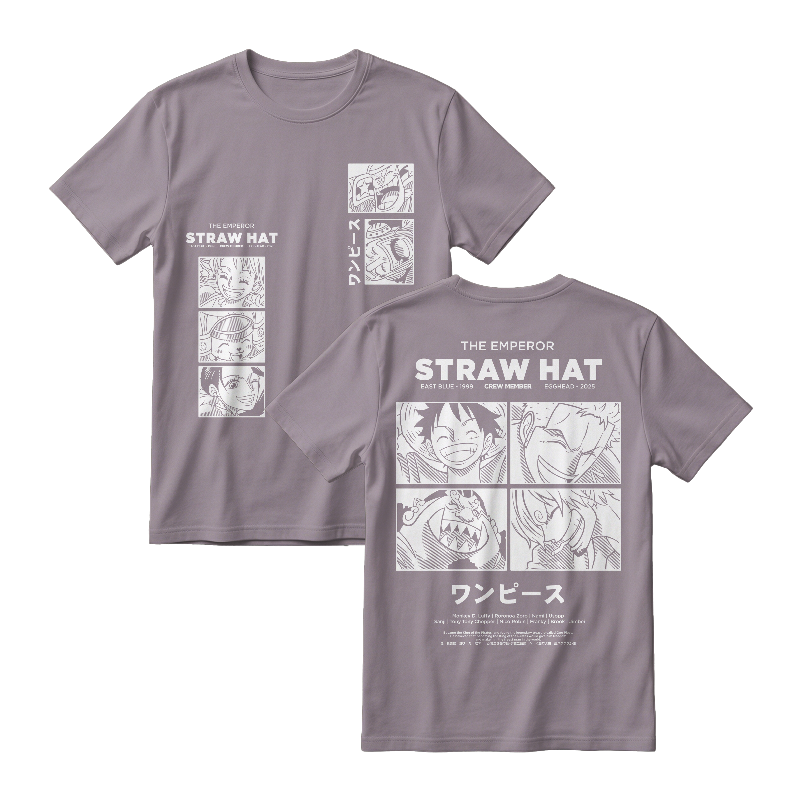 Anime One Piece Emperor Straw Hat Crew Short Sleeve Tee - RZM014