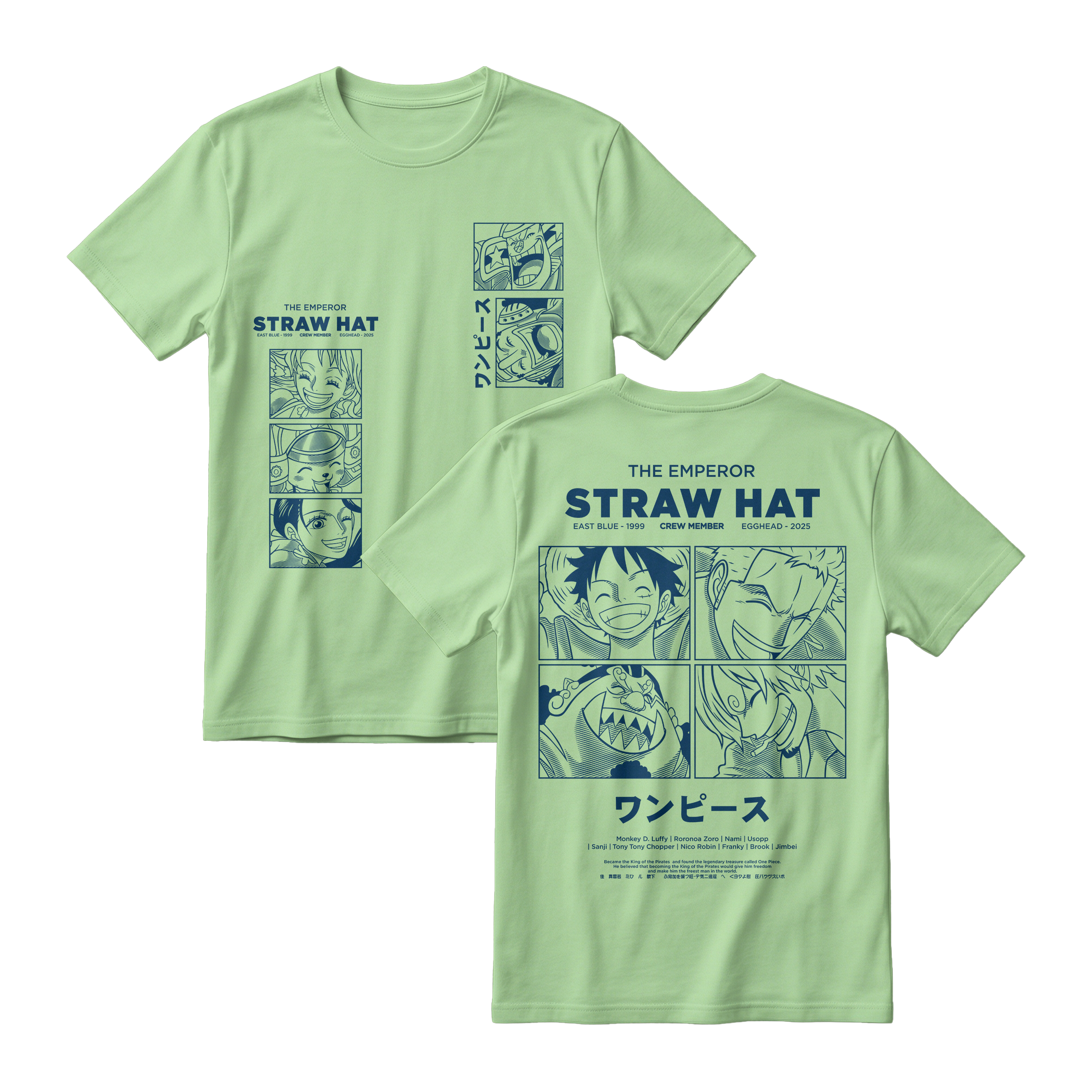 Anime One Piece Emperor Straw Hat Crew Short Sleeve Tee - RZM014