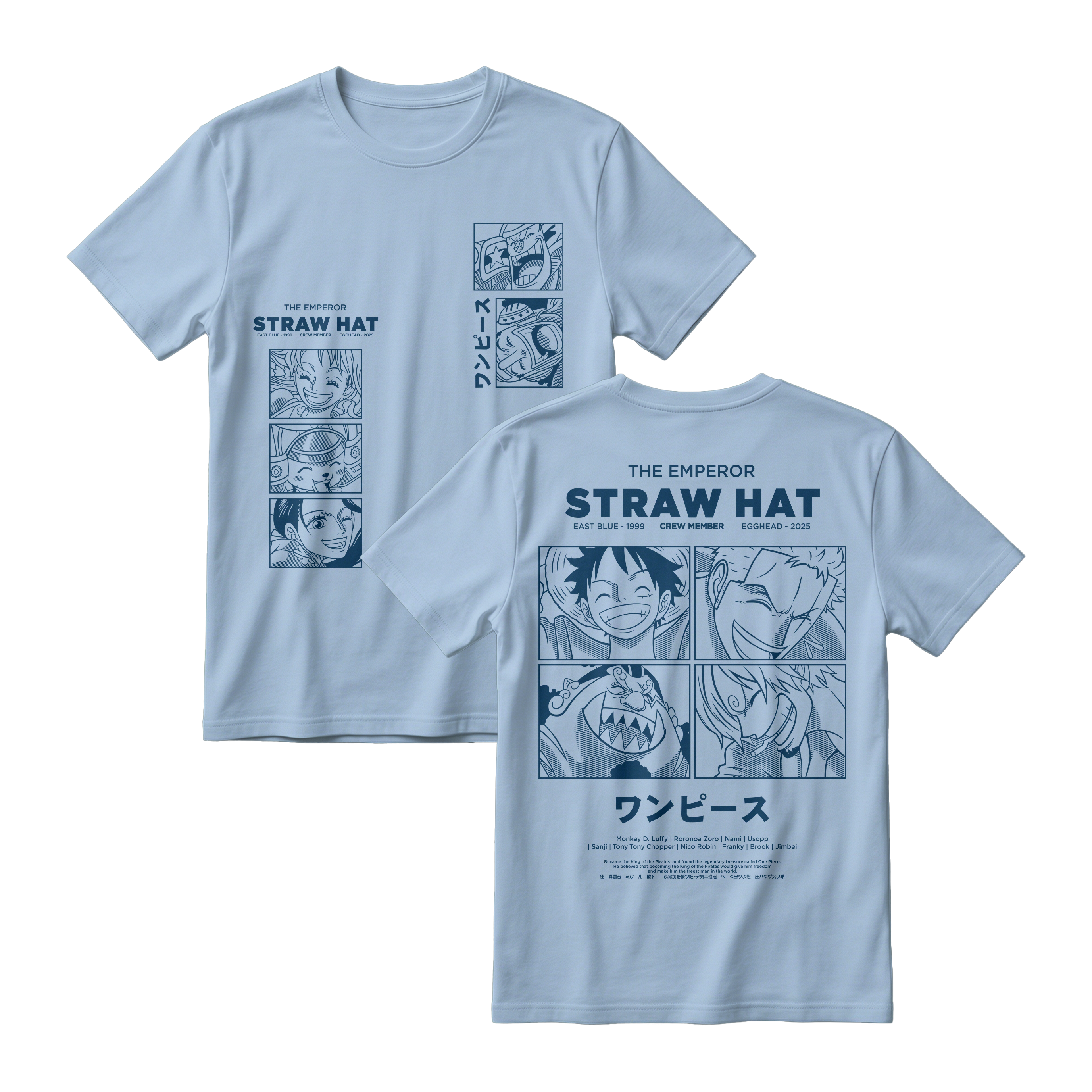 Anime One Piece Emperor Straw Hat Crew Short Sleeve Tee - RZM014