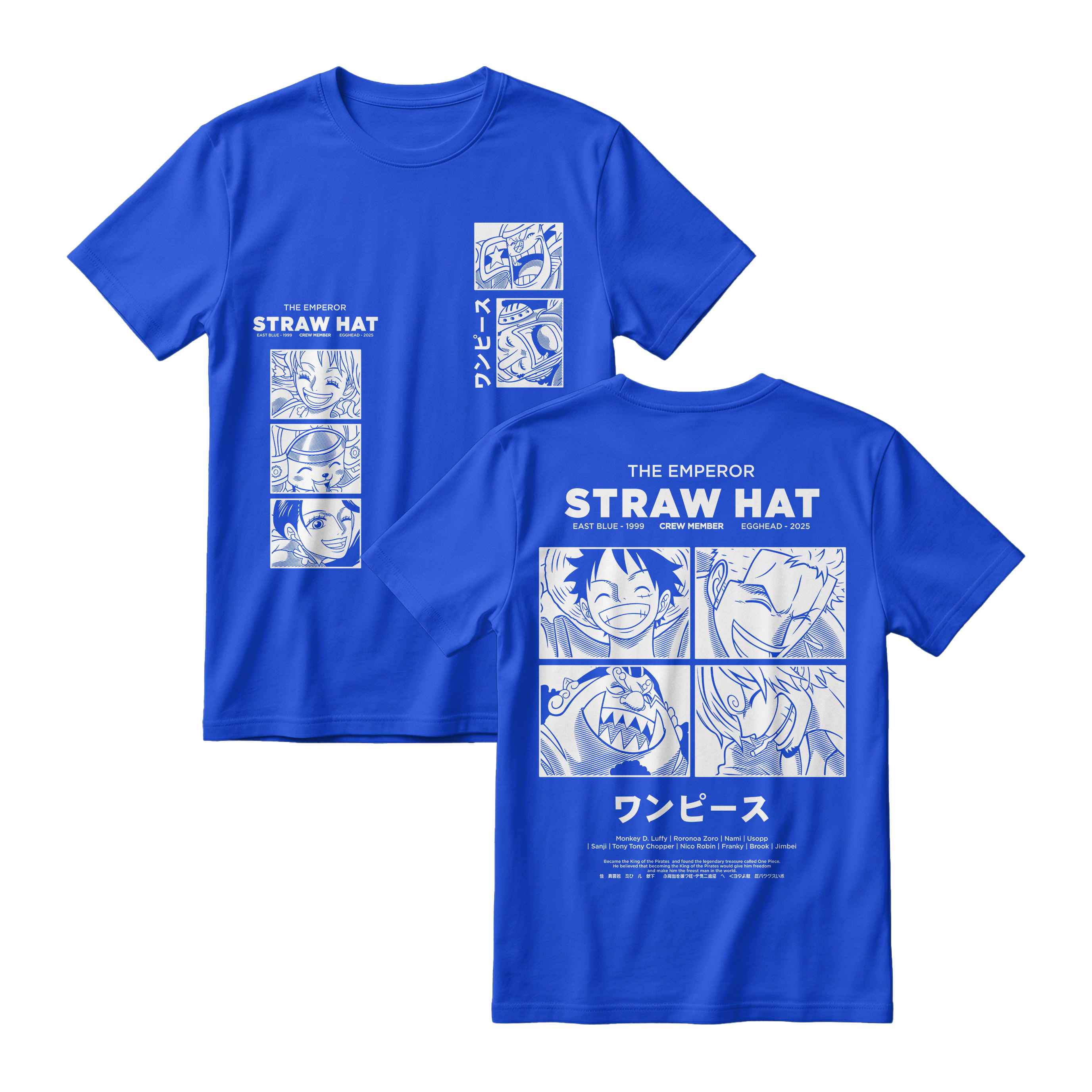 Anime One Piece Emperor Straw Hat Crew Short Sleeve Tee - RZM014