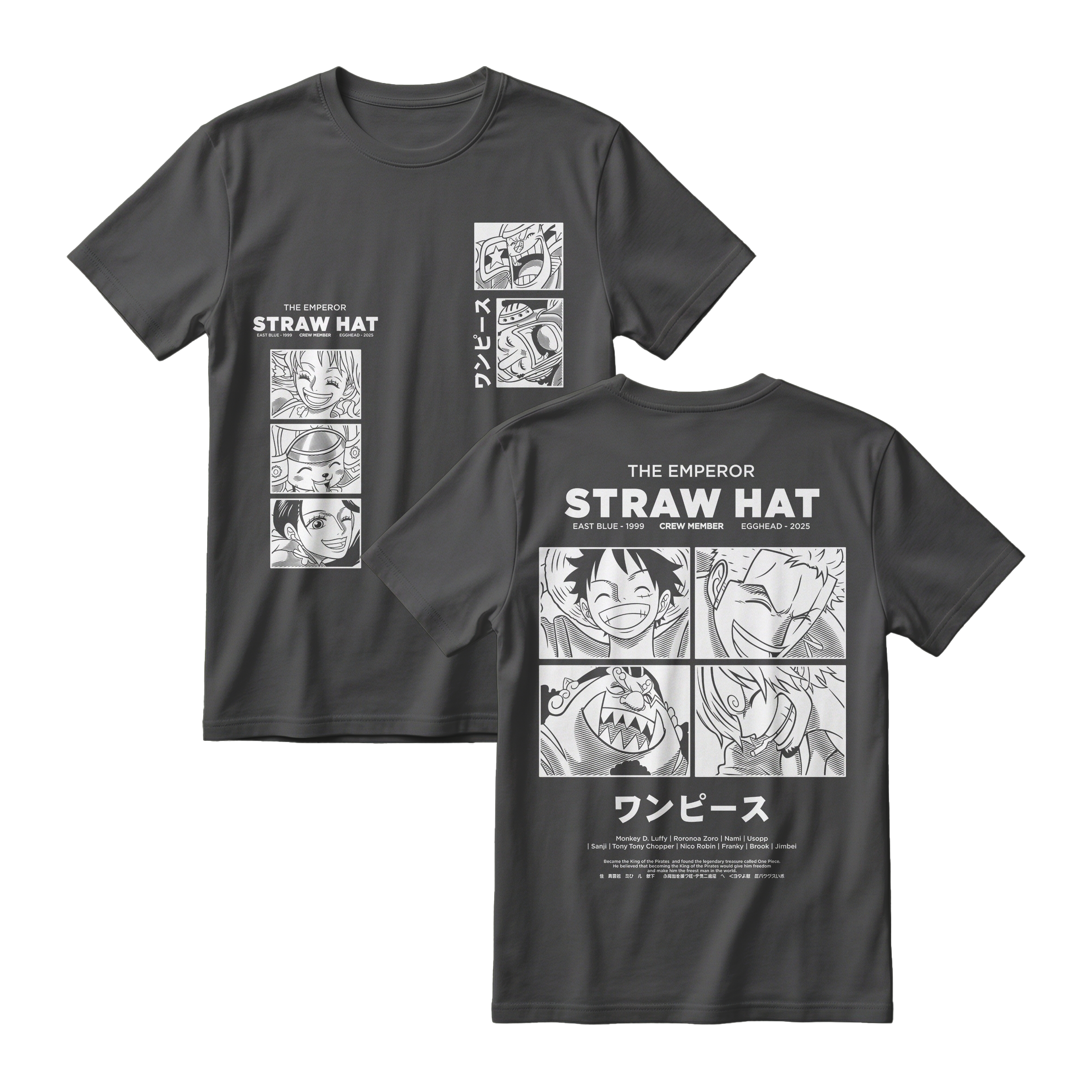 Anime One Piece Emperor Straw Hat Crew Short Sleeve Tee - RZM014