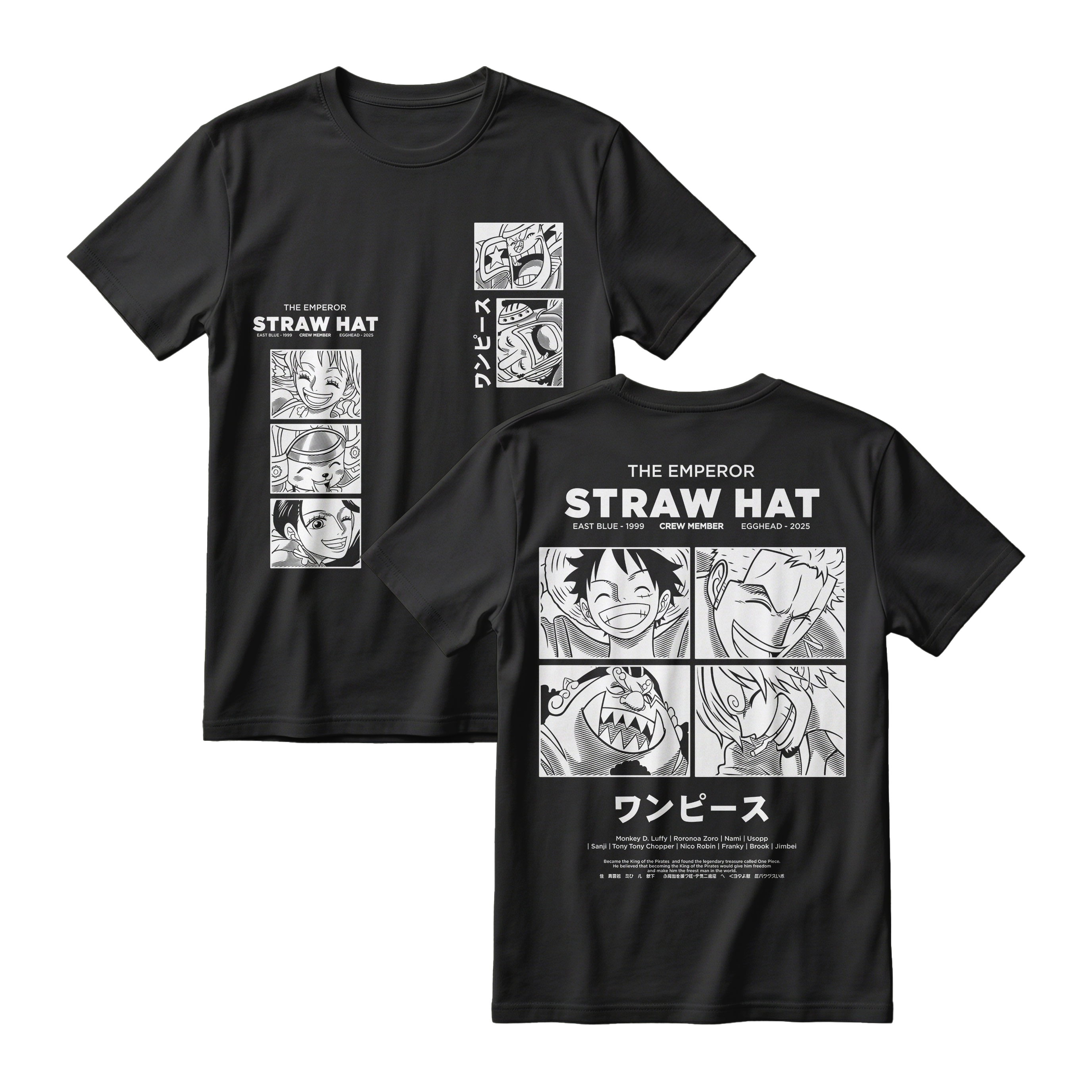 Anime One Piece Emperor Straw Hat Crew Short Sleeve Tee - RZM014