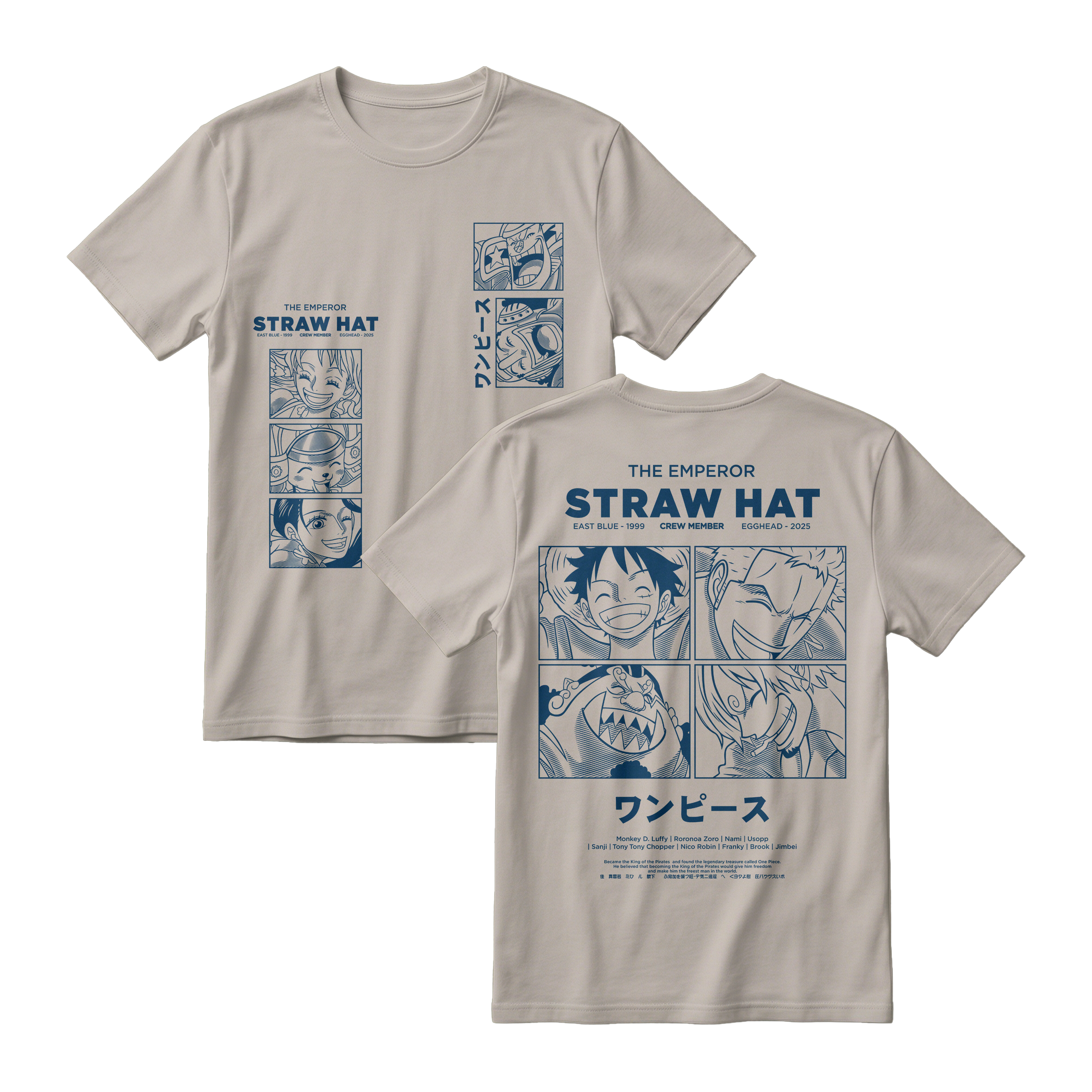 Anime One Piece Emperor Straw Hat Crew Short Sleeve Tee - RZM014