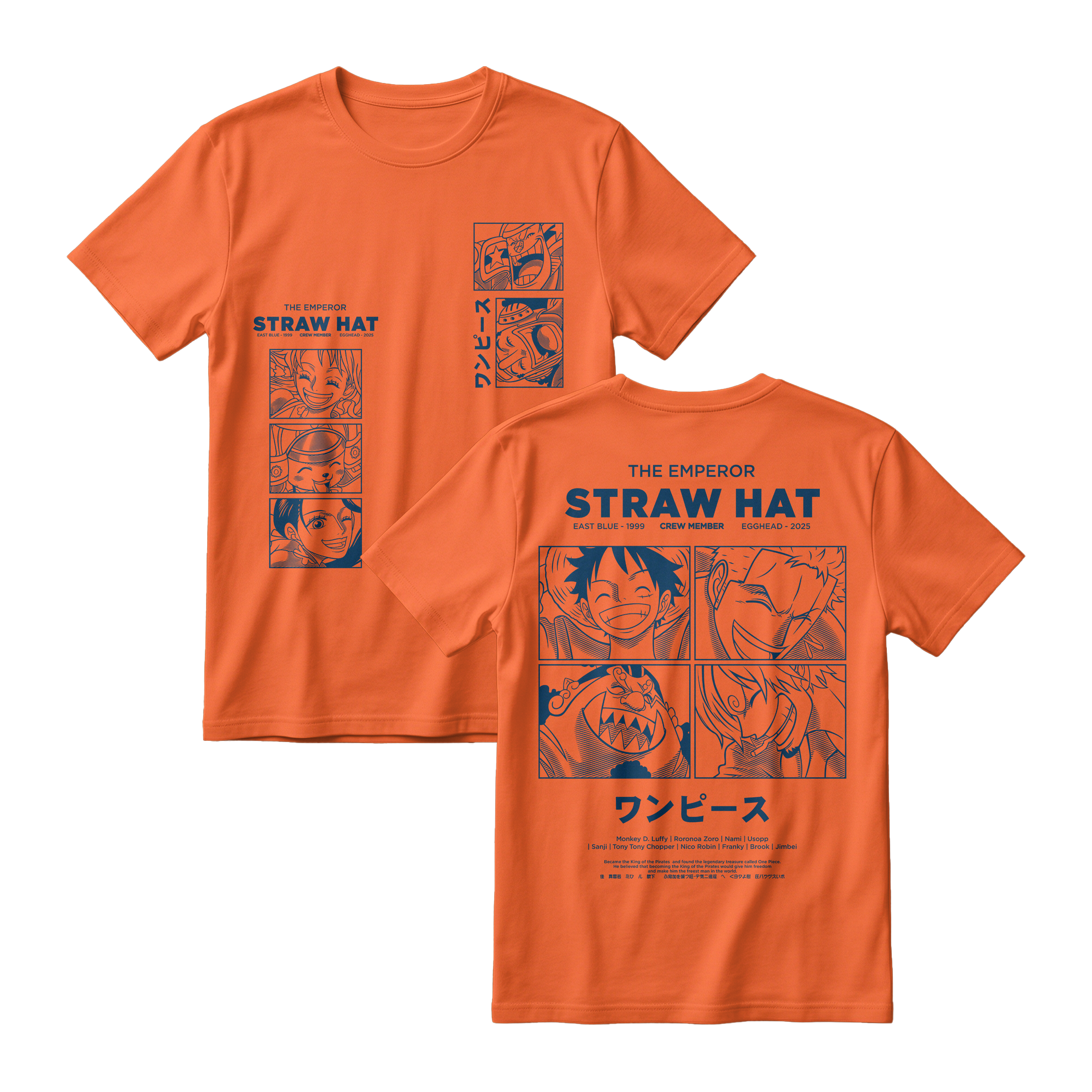 Anime One Piece Emperor Straw Hat Crew Short Sleeve Tee - RZM014
