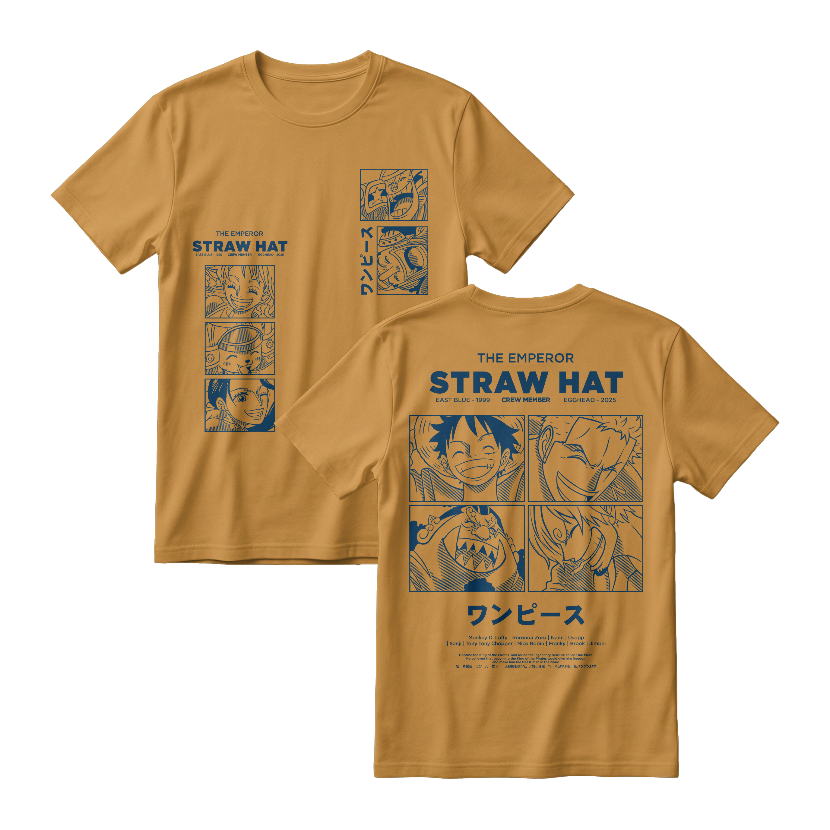Anime One Piece Emperor Straw Hat Crew Short Sleeve Tee - RZM014