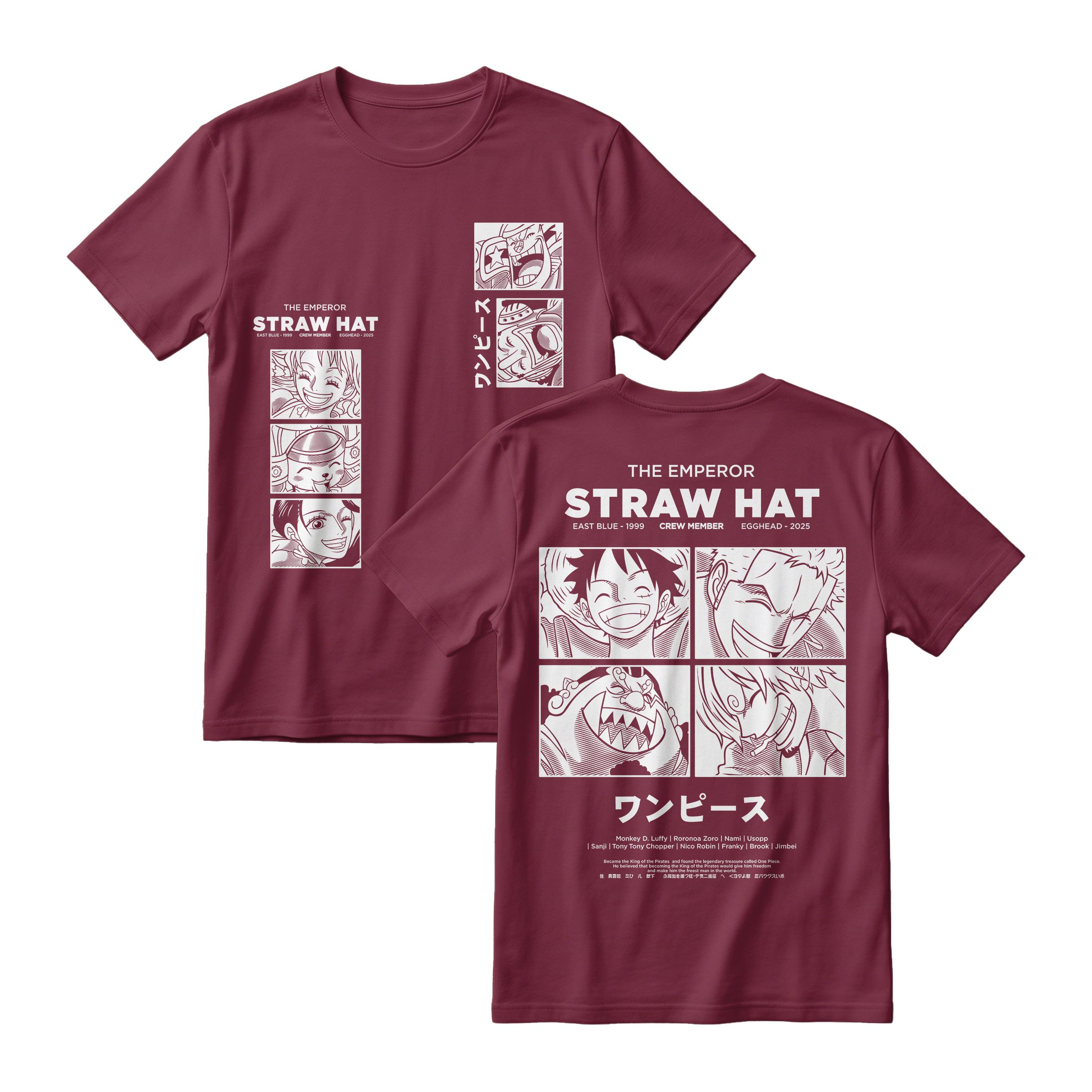 Anime One Piece Emperor Straw Hat Crew Short Sleeve Tee - RZM014