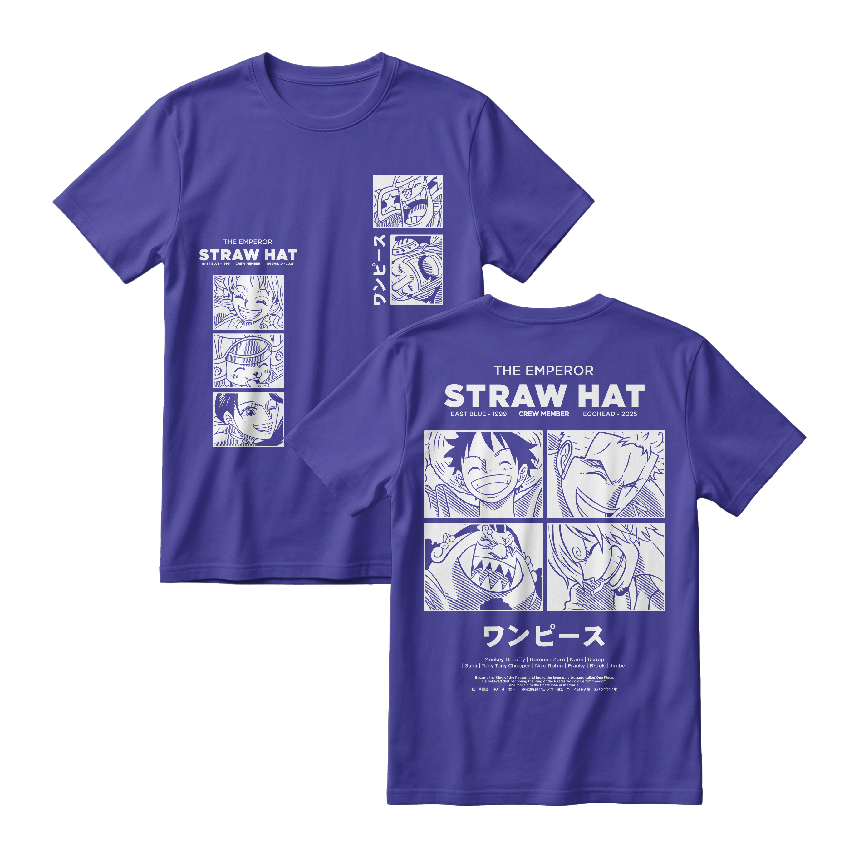 Anime One Piece Emperor Straw Hat Crew Short Sleeve Tee - RZM014
