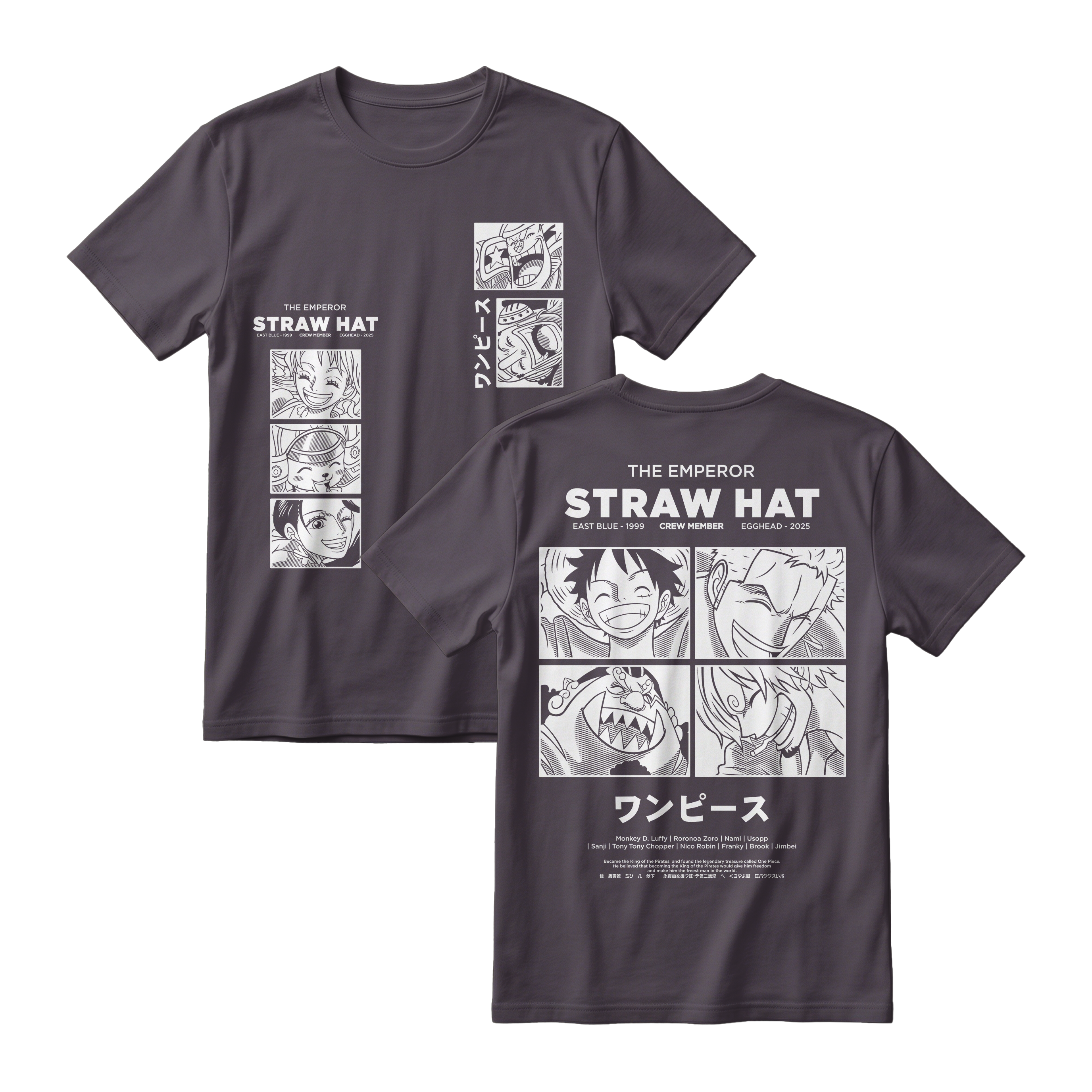 Anime One Piece Emperor Straw Hat Crew Short Sleeve Tee - RZM014