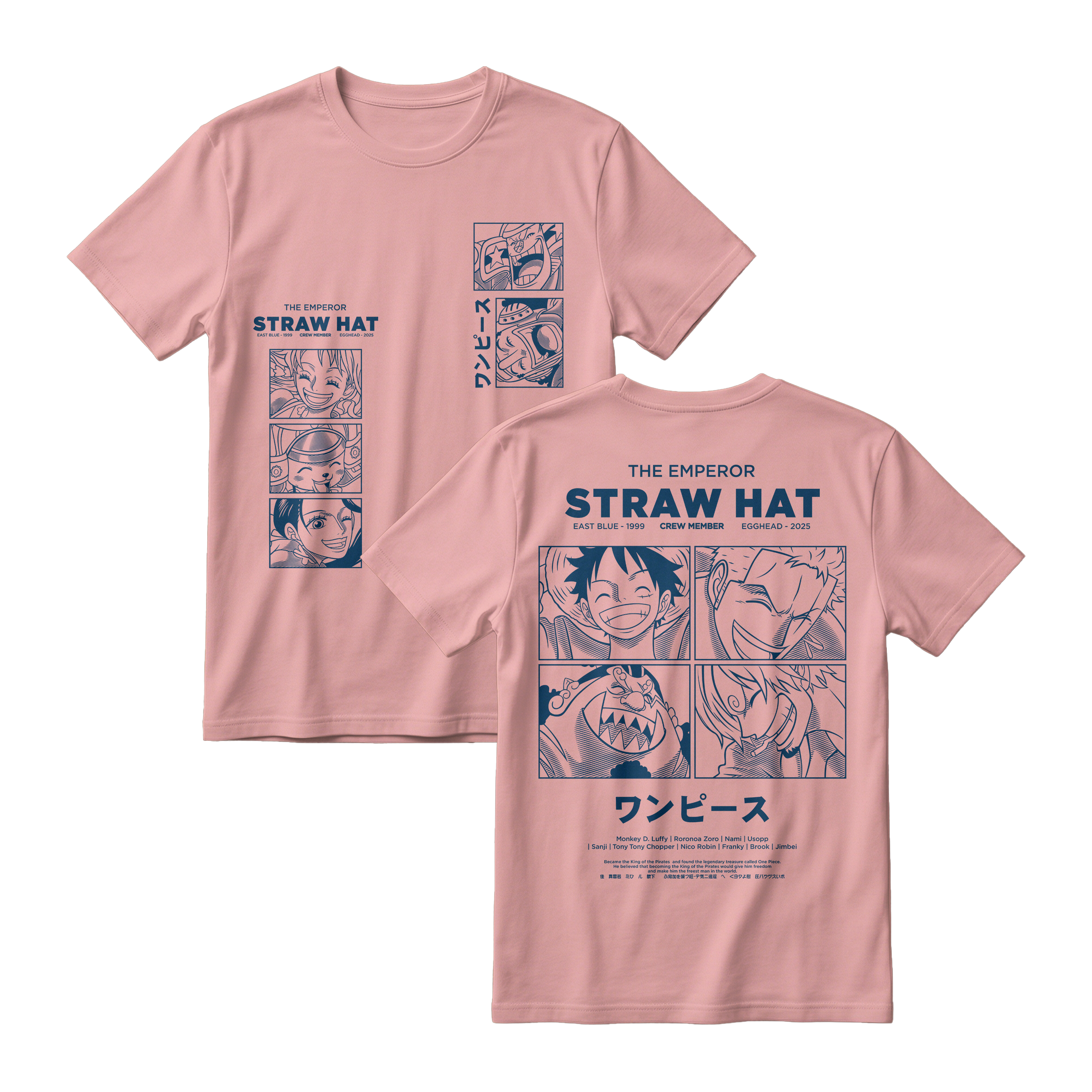 Anime One Piece Emperor Straw Hat Crew Short Sleeve Tee - RZM014