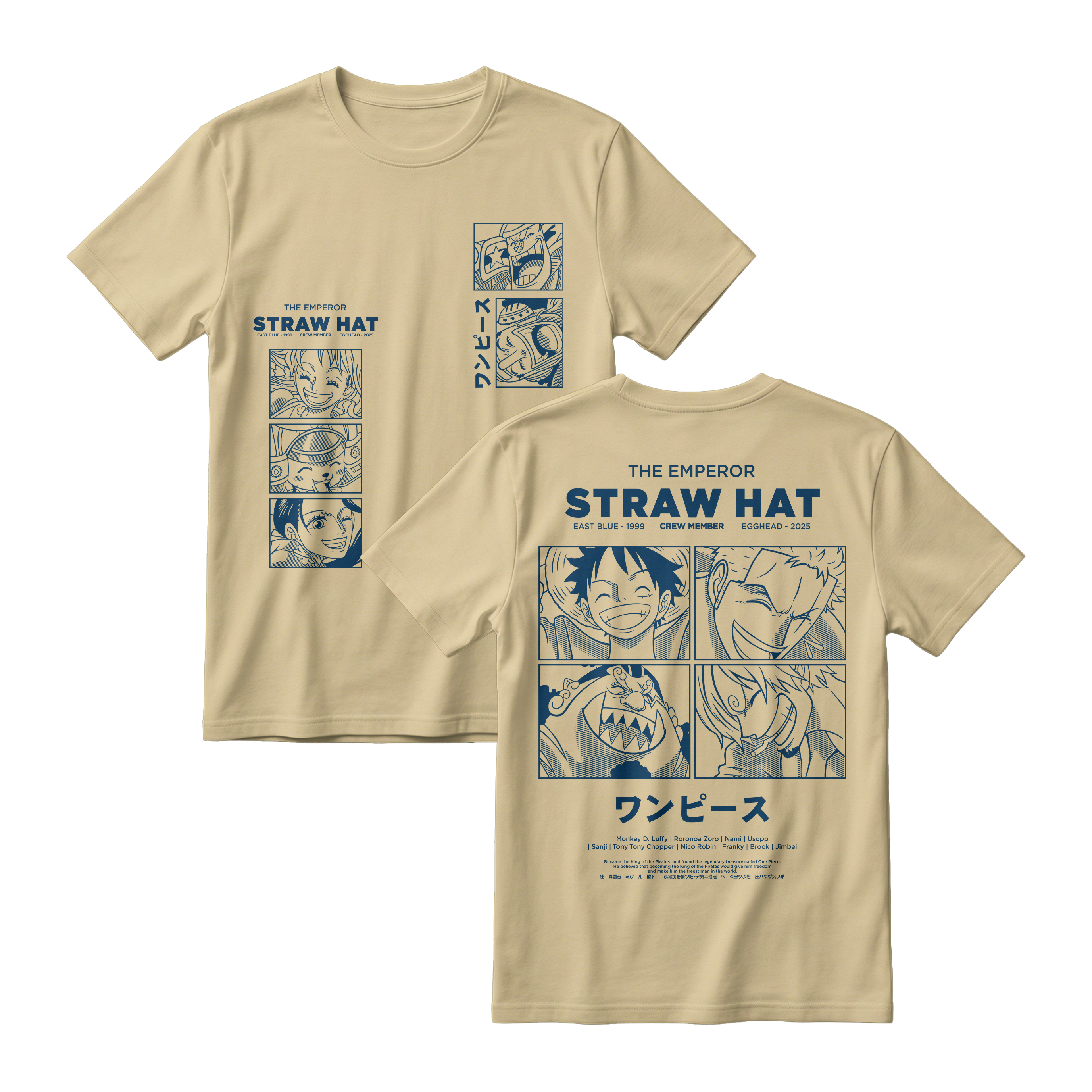Anime One Piece Emperor Straw Hat Crew Short Sleeve Tee - RZM014