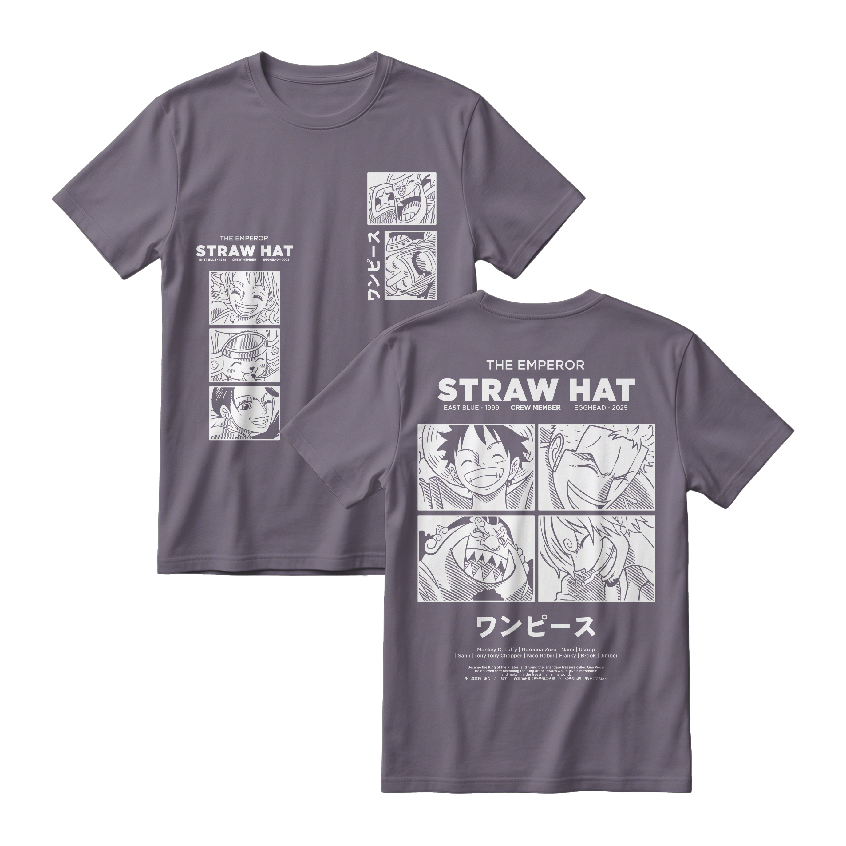 Anime One Piece Emperor Straw Hat Crew Short Sleeve Tee - RZM014
