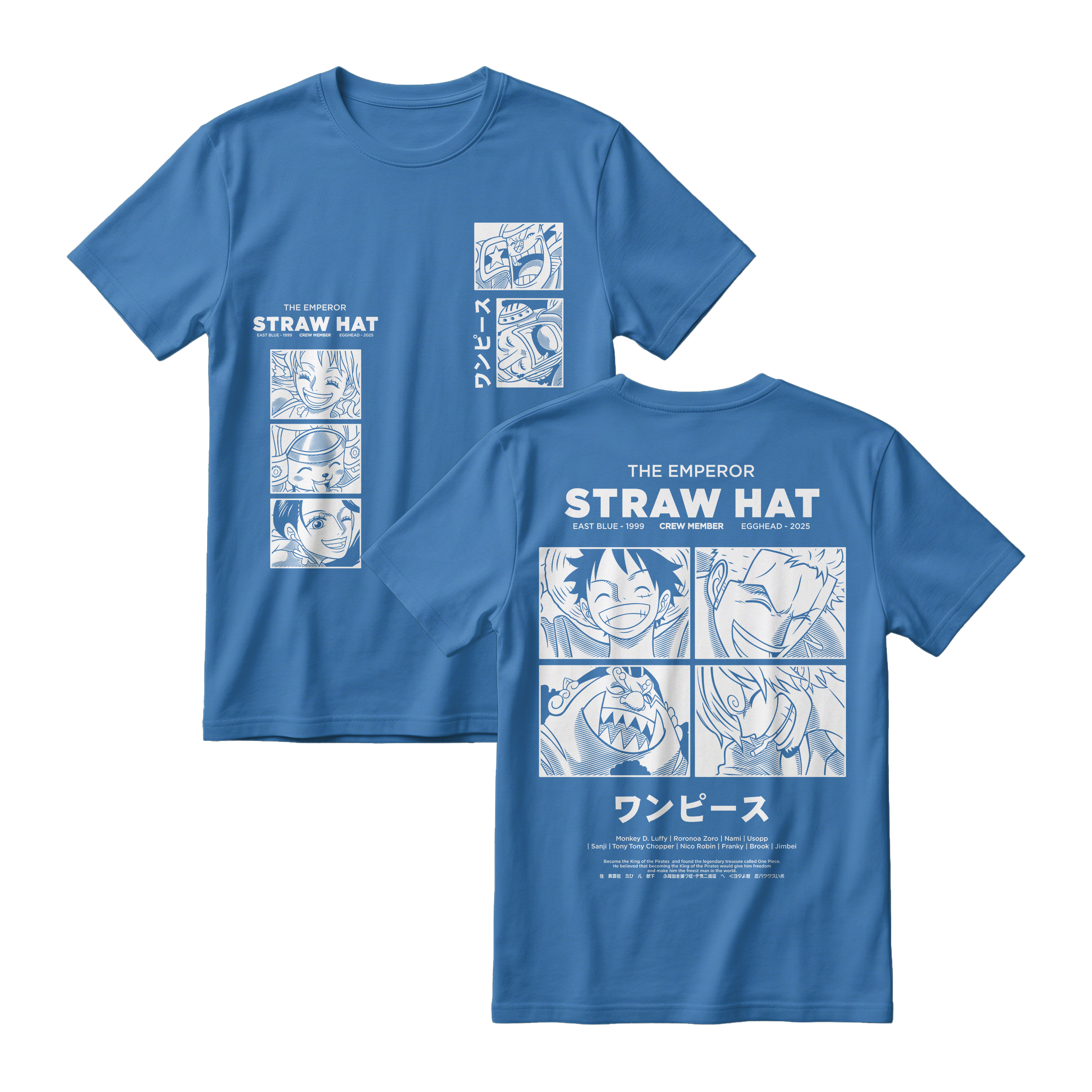 Anime One Piece Emperor Straw Hat Crew Short Sleeve Tee - RZM014