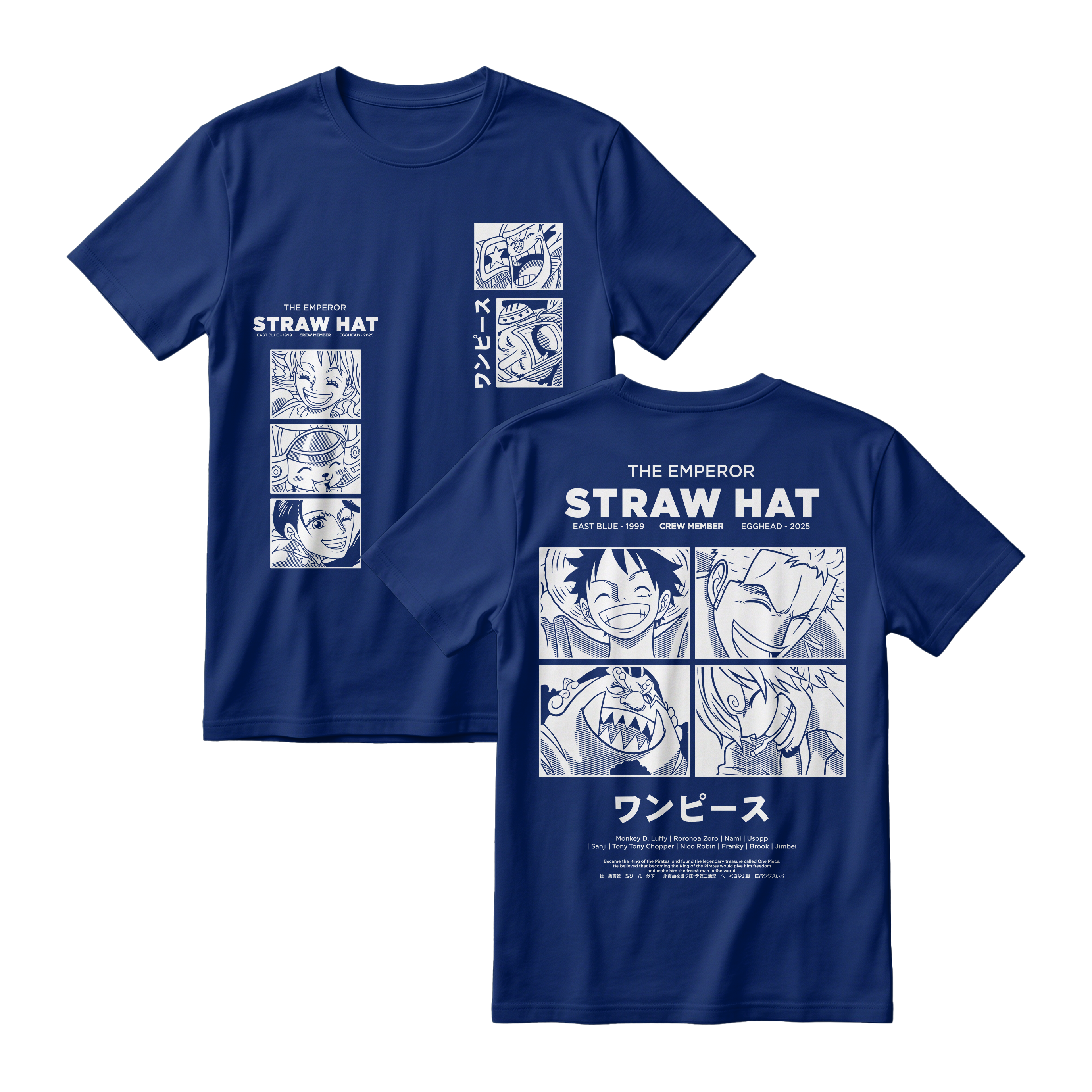 Anime One Piece Emperor Straw Hat Crew Short Sleeve Tee - RZM014