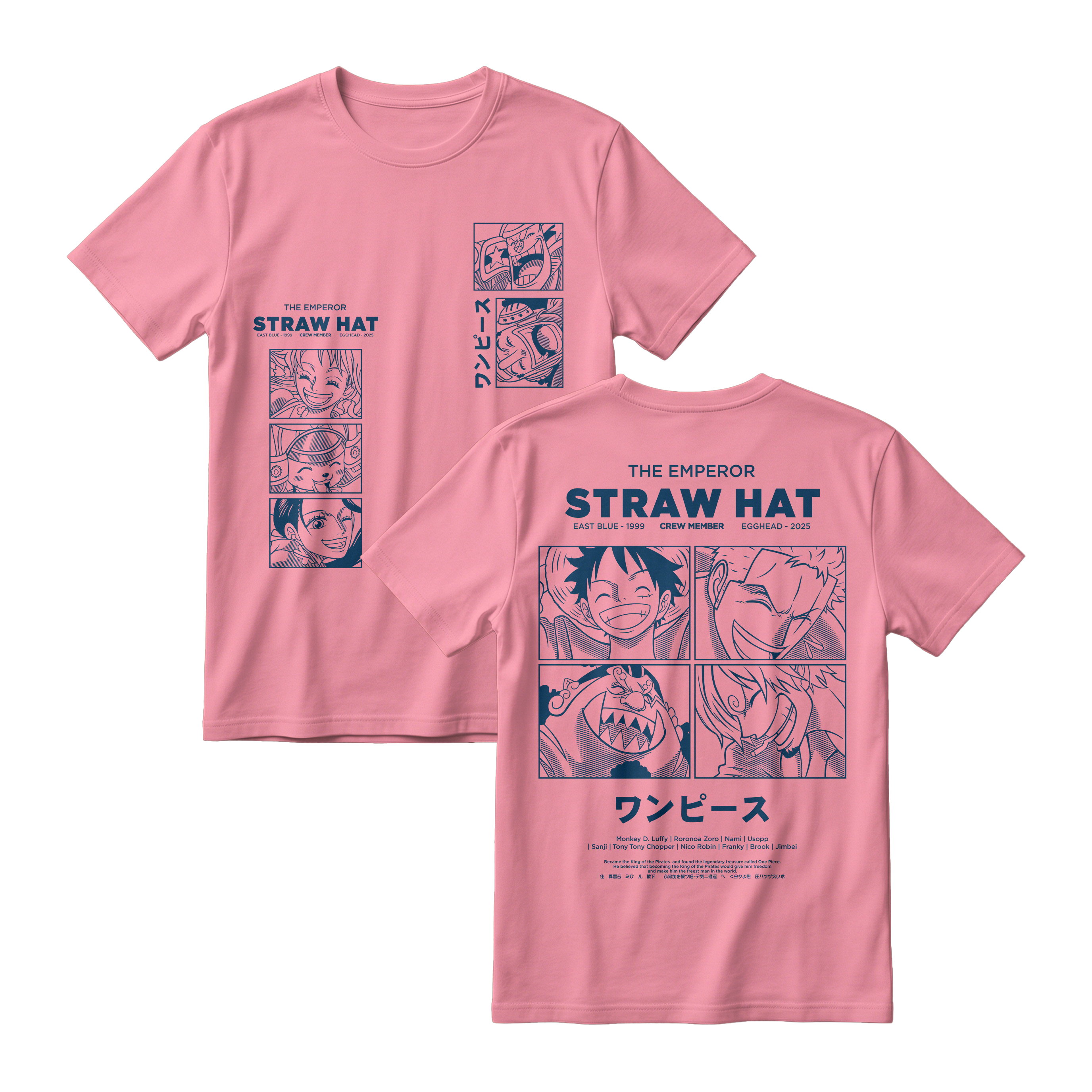 Anime One Piece Emperor Straw Hat Crew Short Sleeve Tee - RZM014