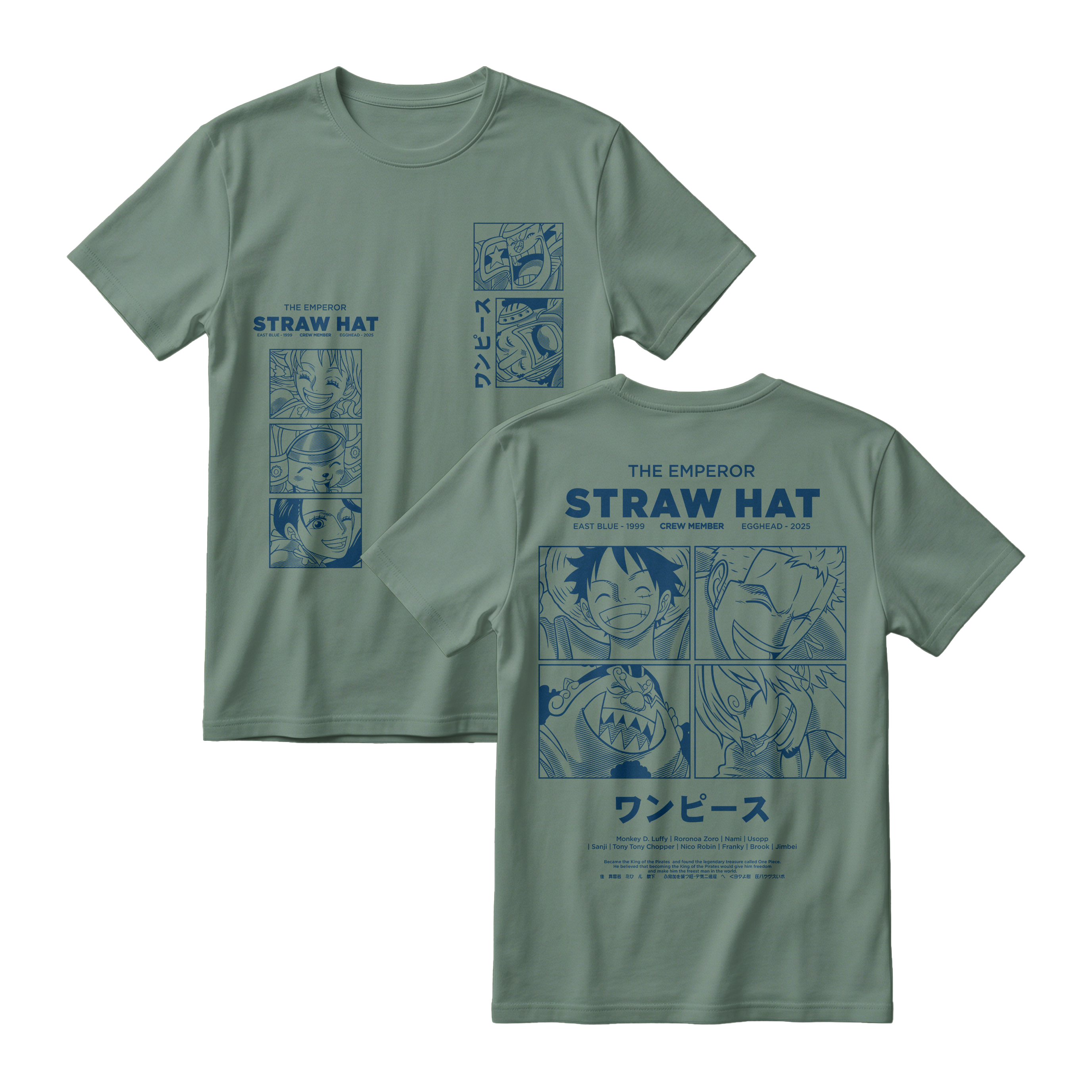 Anime One Piece Emperor Straw Hat Crew Short Sleeve Tee - RZM014