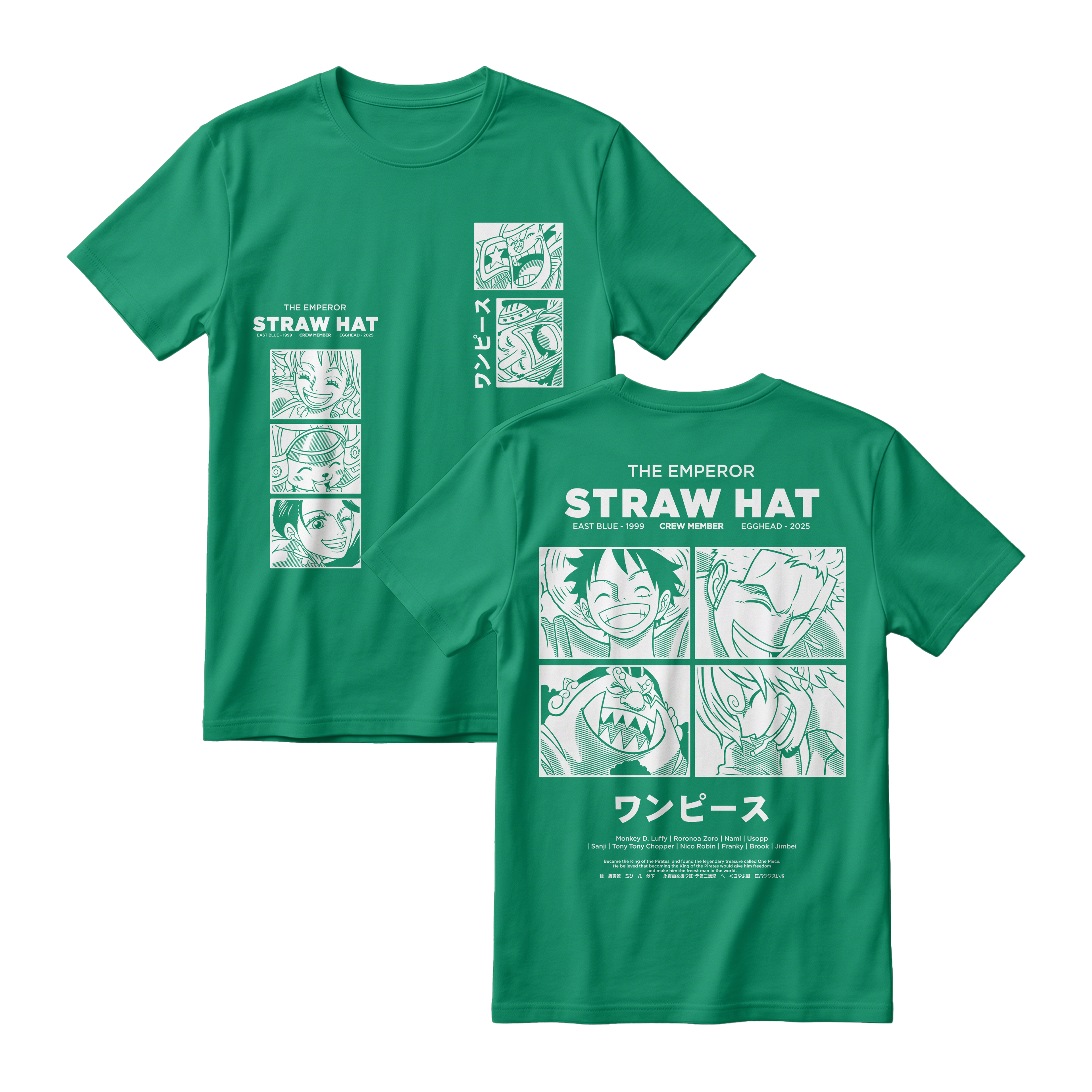 Anime One Piece Emperor Straw Hat Crew Short Sleeve Tee - RZM014