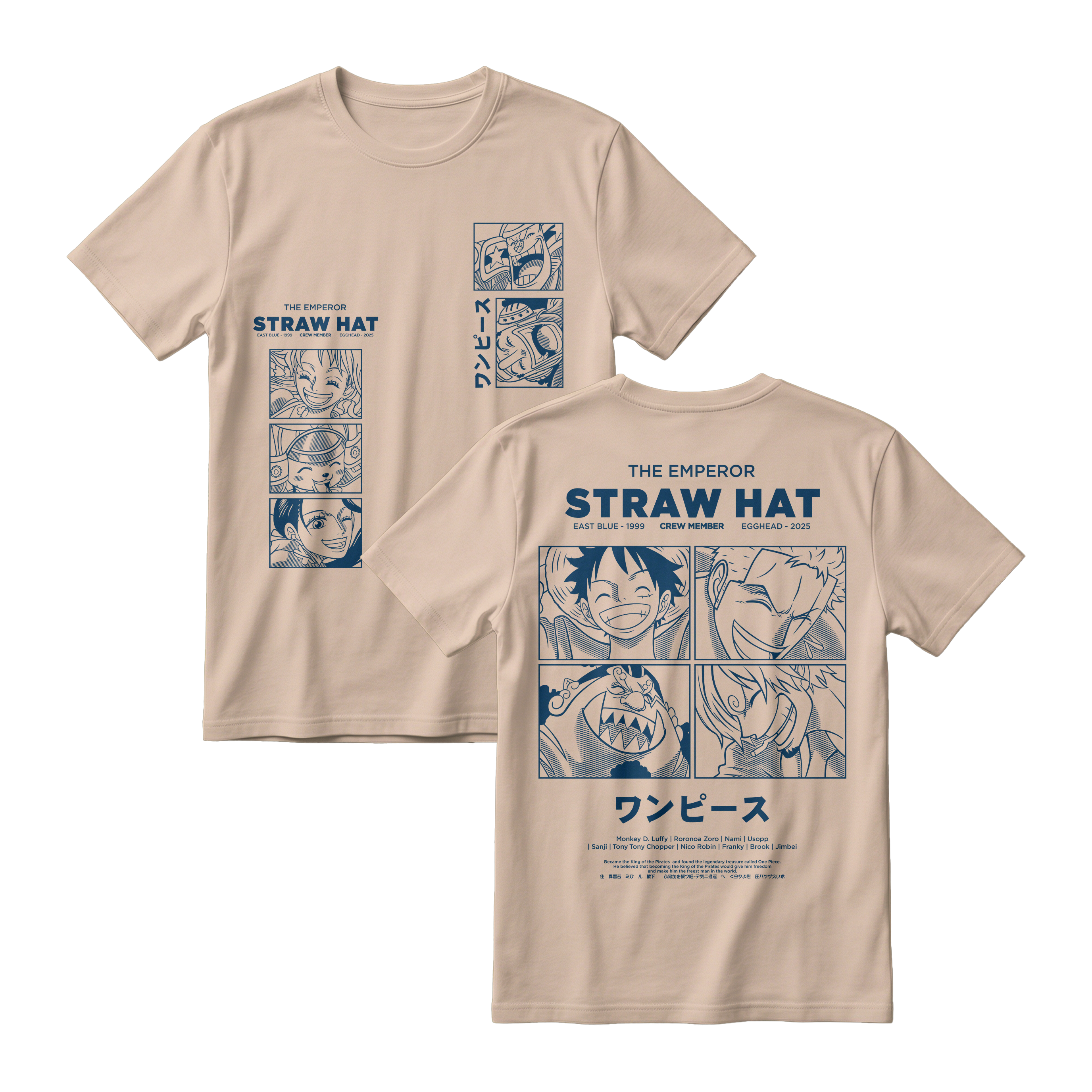 Anime One Piece Emperor Straw Hat Crew Short Sleeve Tee - RZM014