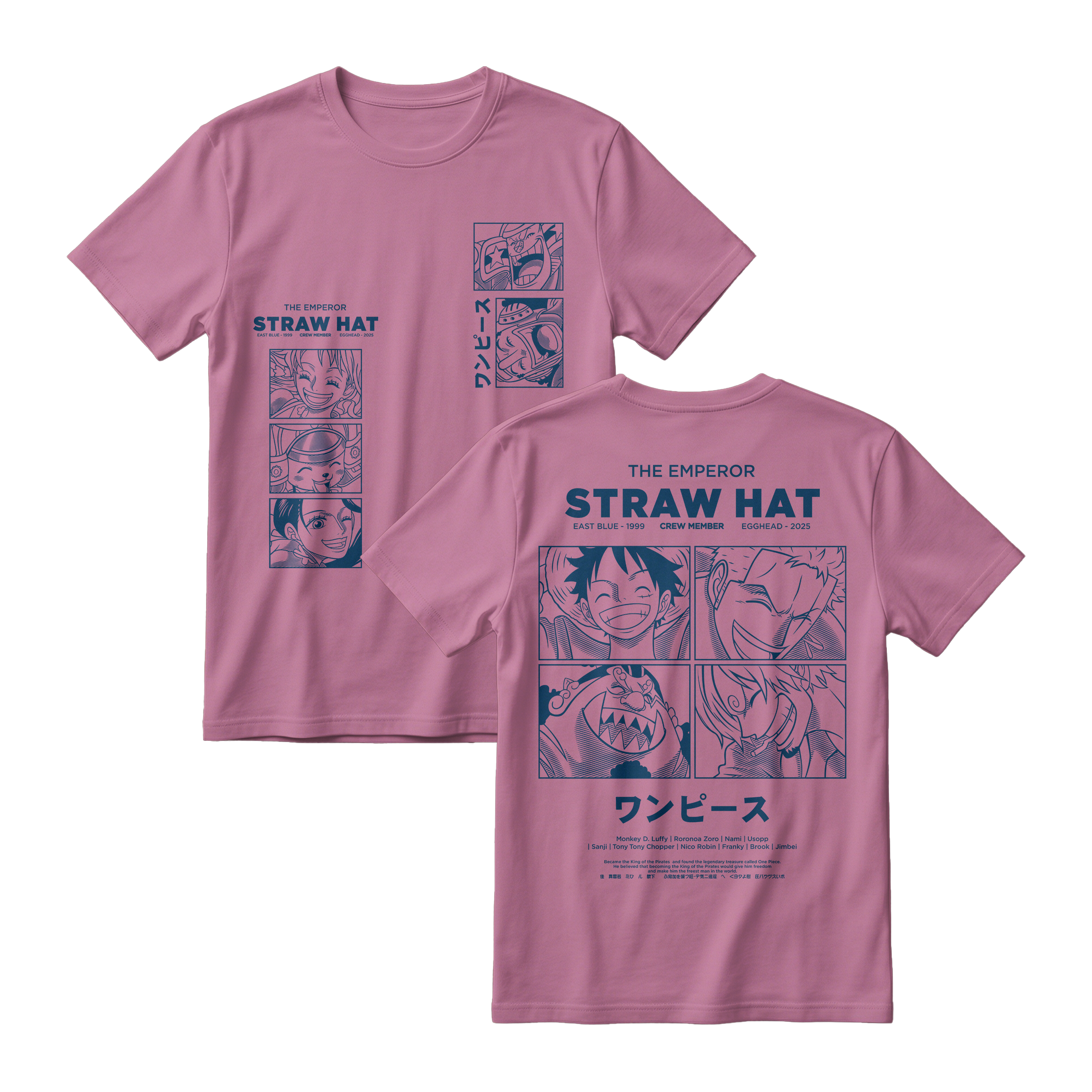 Anime One Piece Emperor Straw Hat Crew Short Sleeve Tee - RZM014