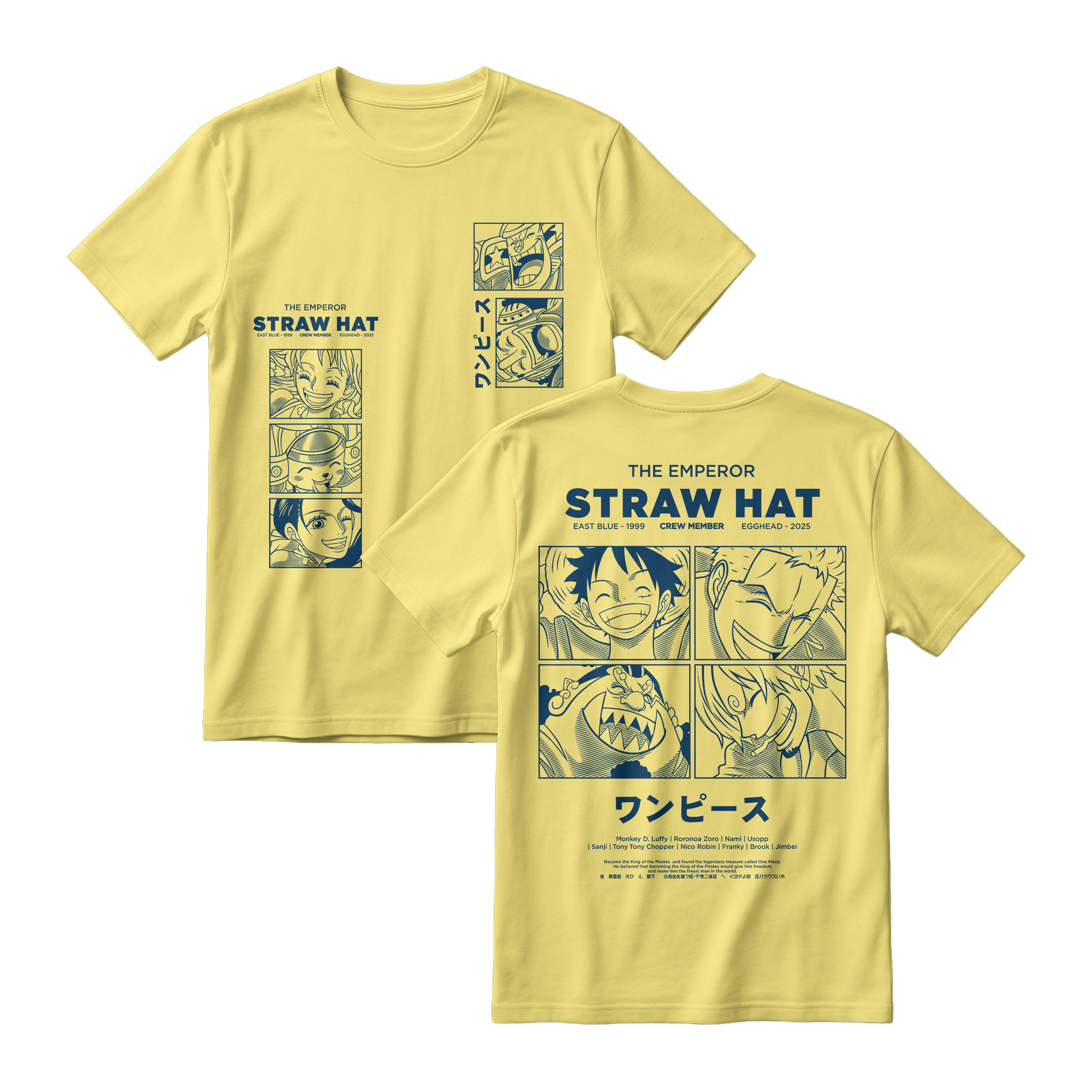 Anime One Piece Emperor Straw Hat Crew Short Sleeve Tee - RZM014
