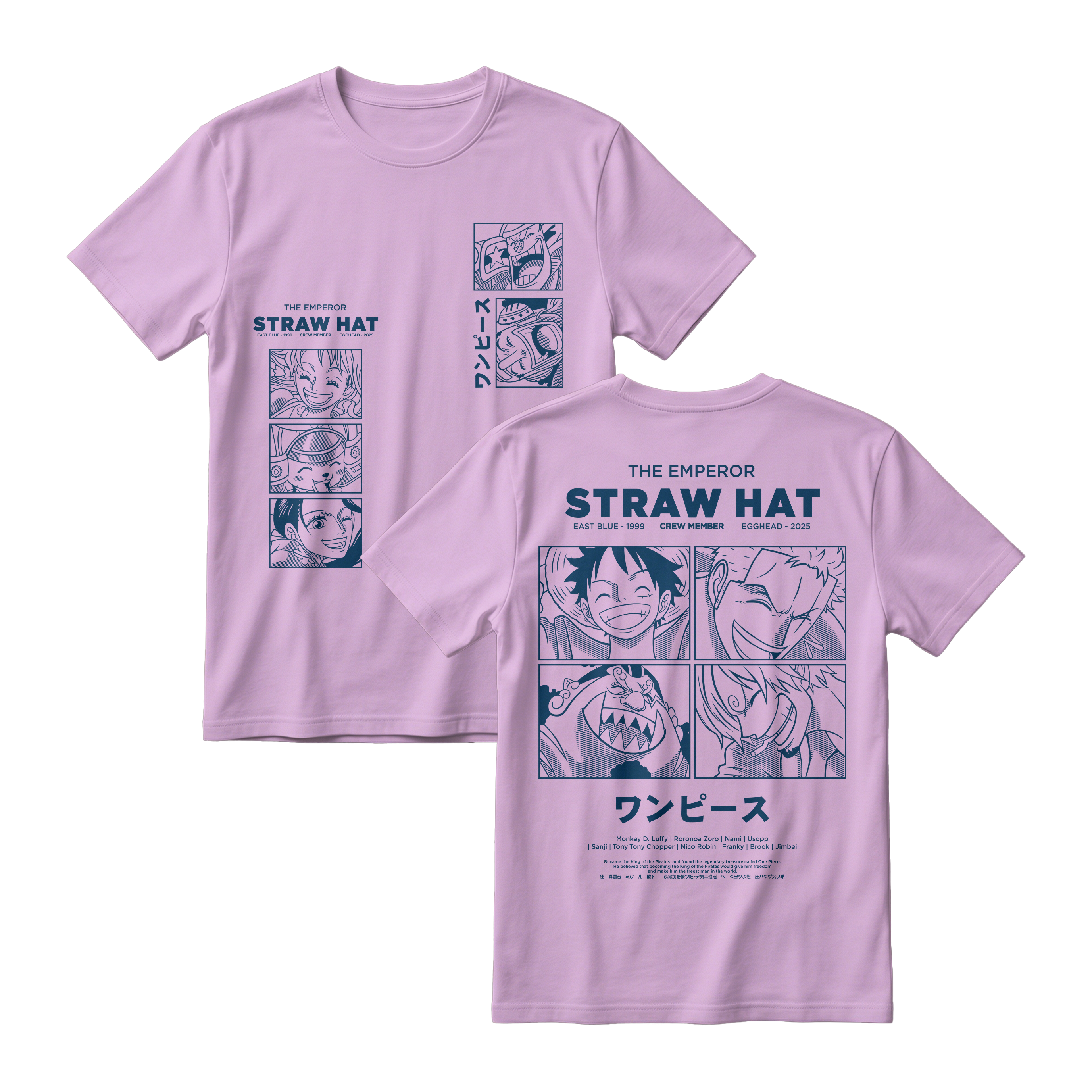 Anime One Piece Emperor Straw Hat Crew Short Sleeve Tee - RZM014