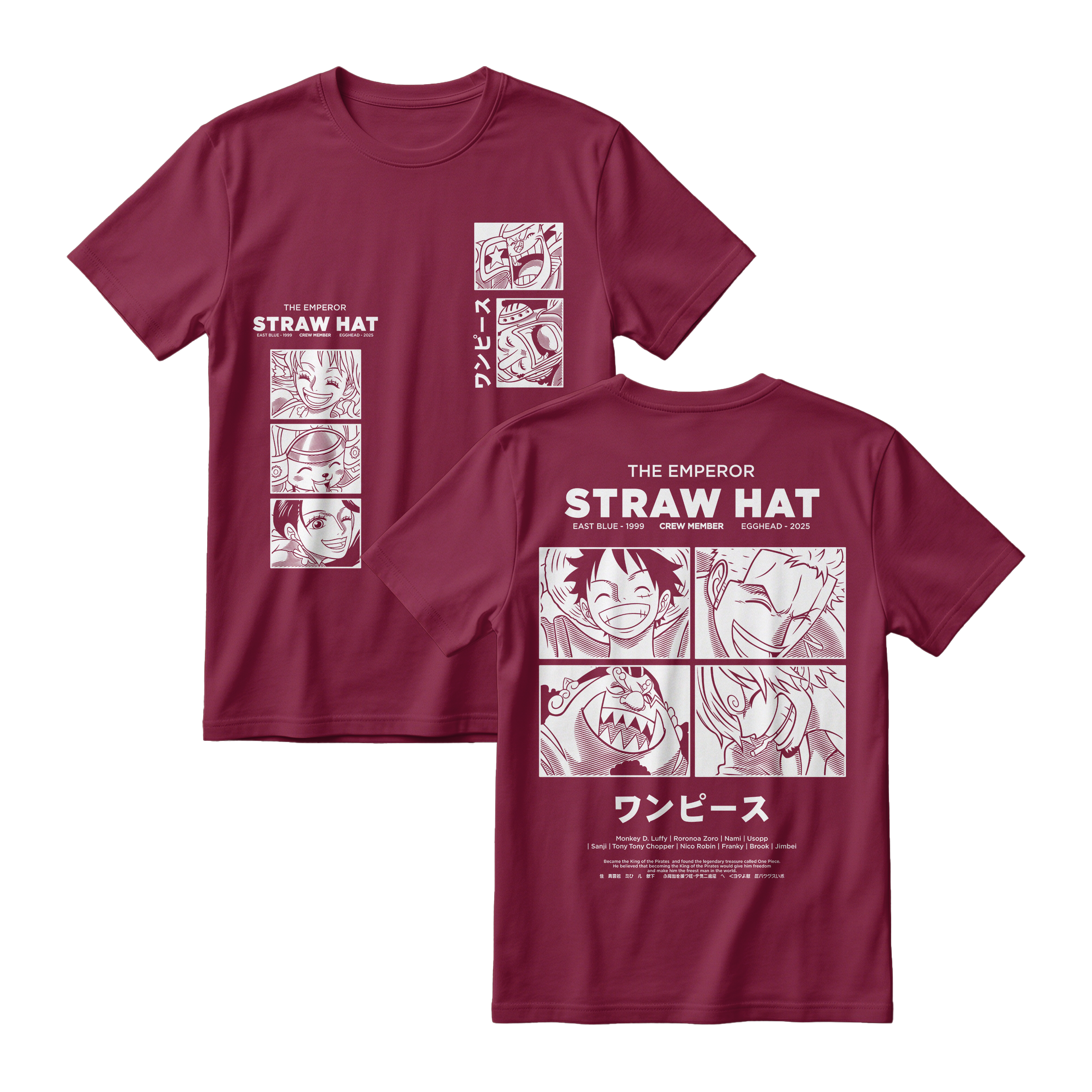 Anime One Piece Emperor Straw Hat Crew Short Sleeve Tee - RZM014