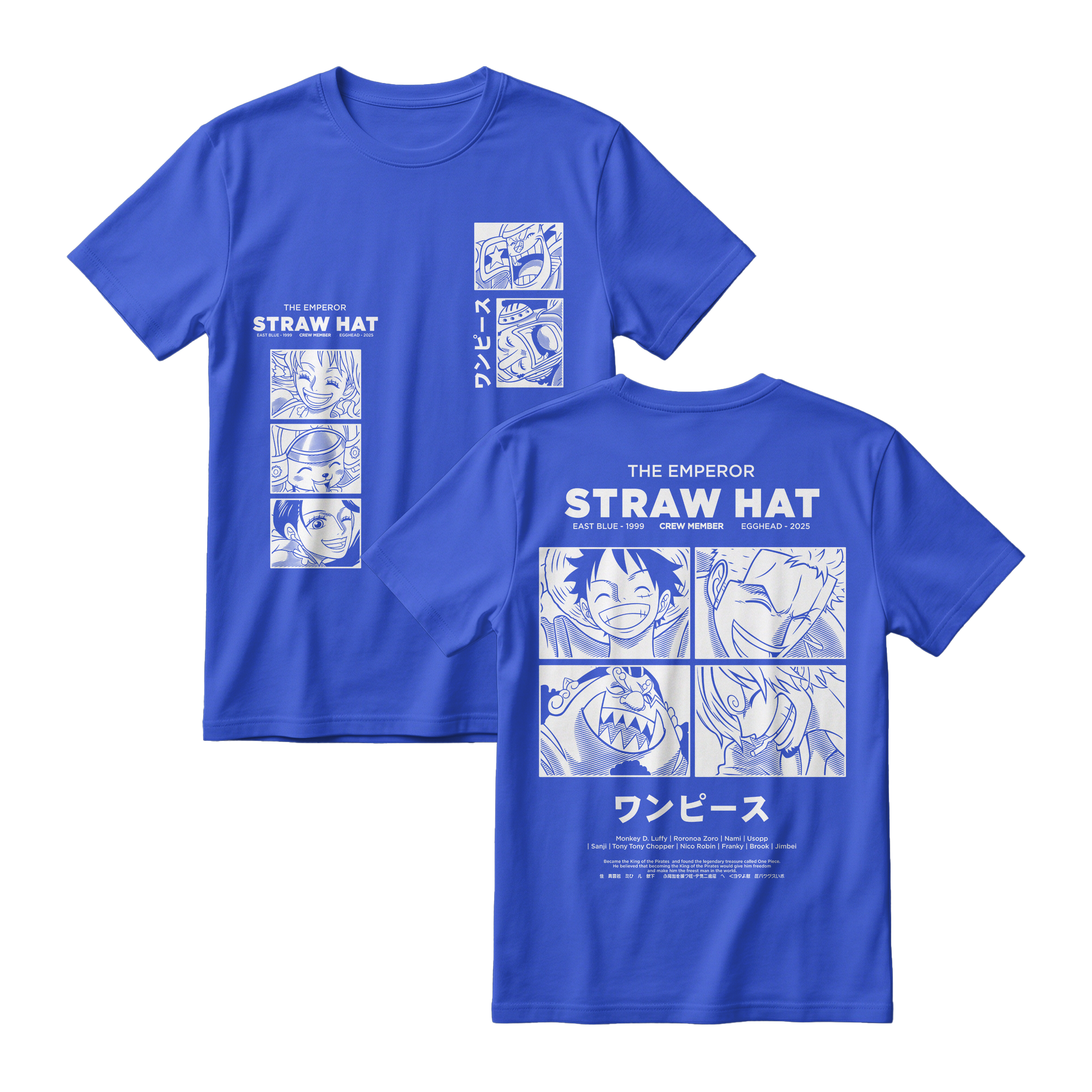 Anime One Piece Emperor Straw Hat Crew Short Sleeve Tee - RZM014