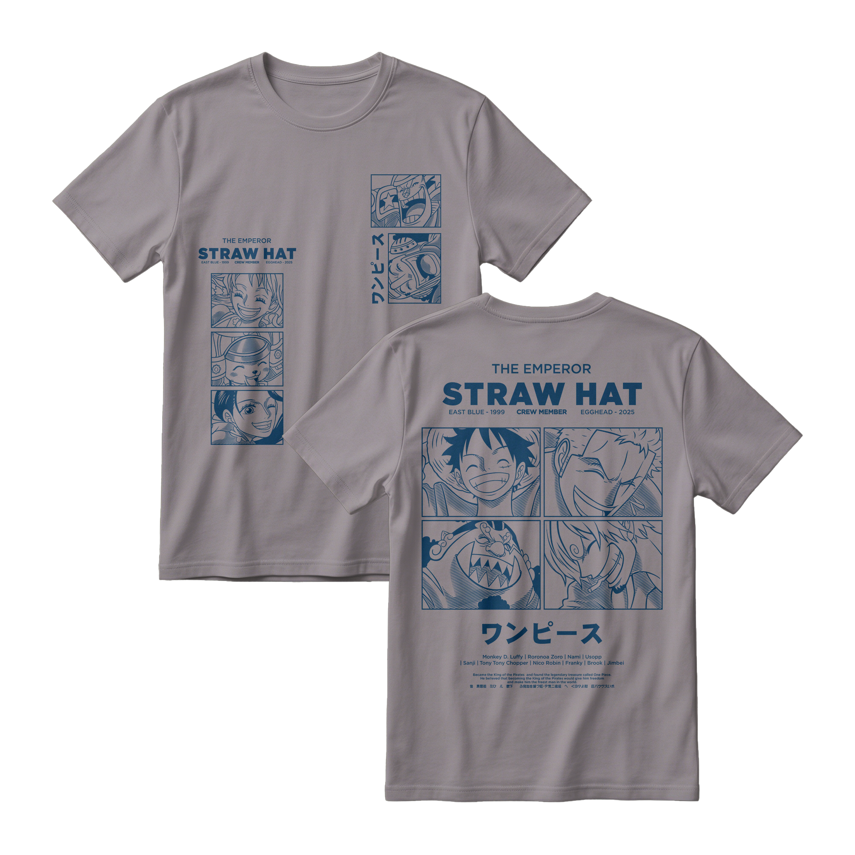Anime One Piece Emperor Straw Hat Crew Short Sleeve Tee - RZM014