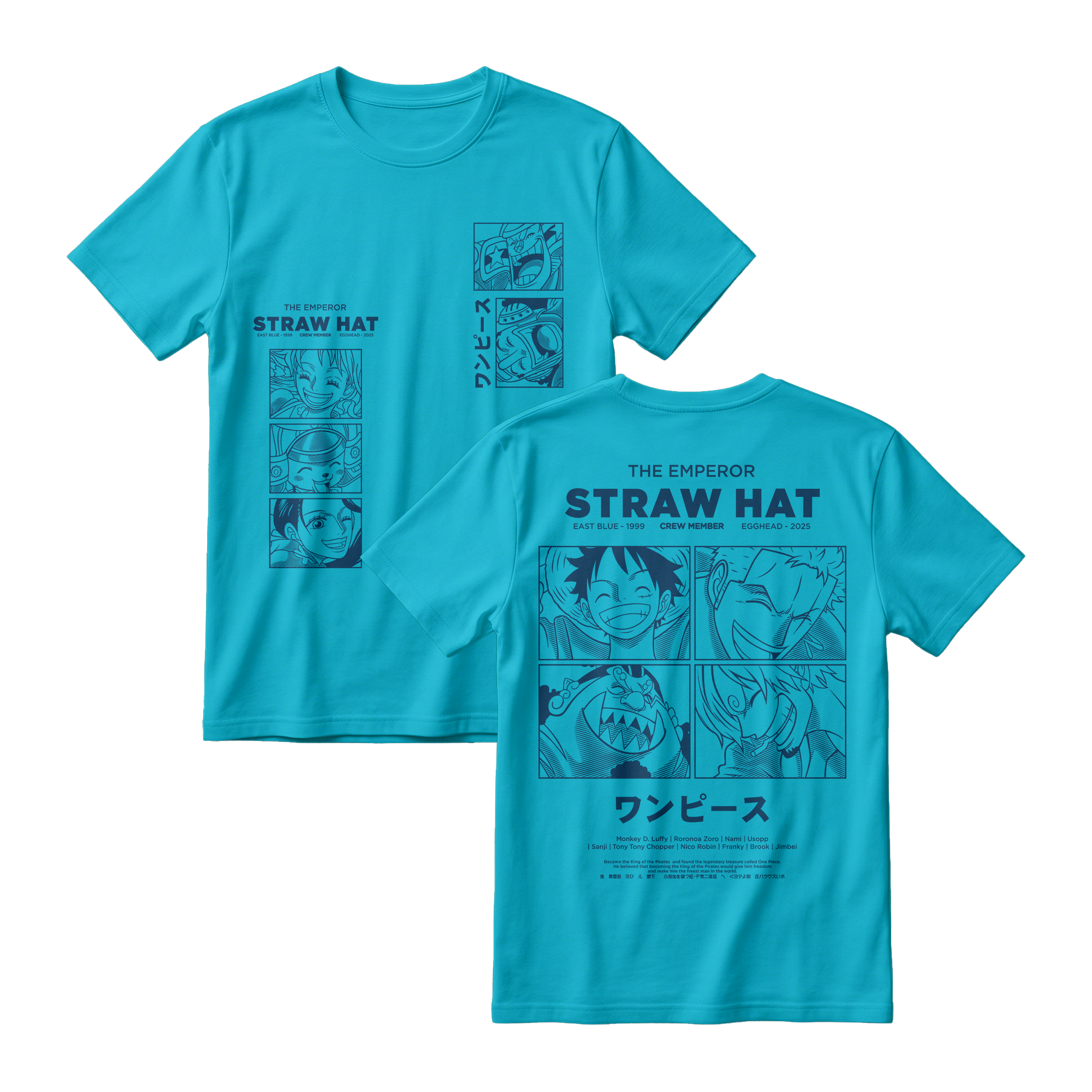 Anime One Piece Emperor Straw Hat Crew Short Sleeve Tee - RZM014