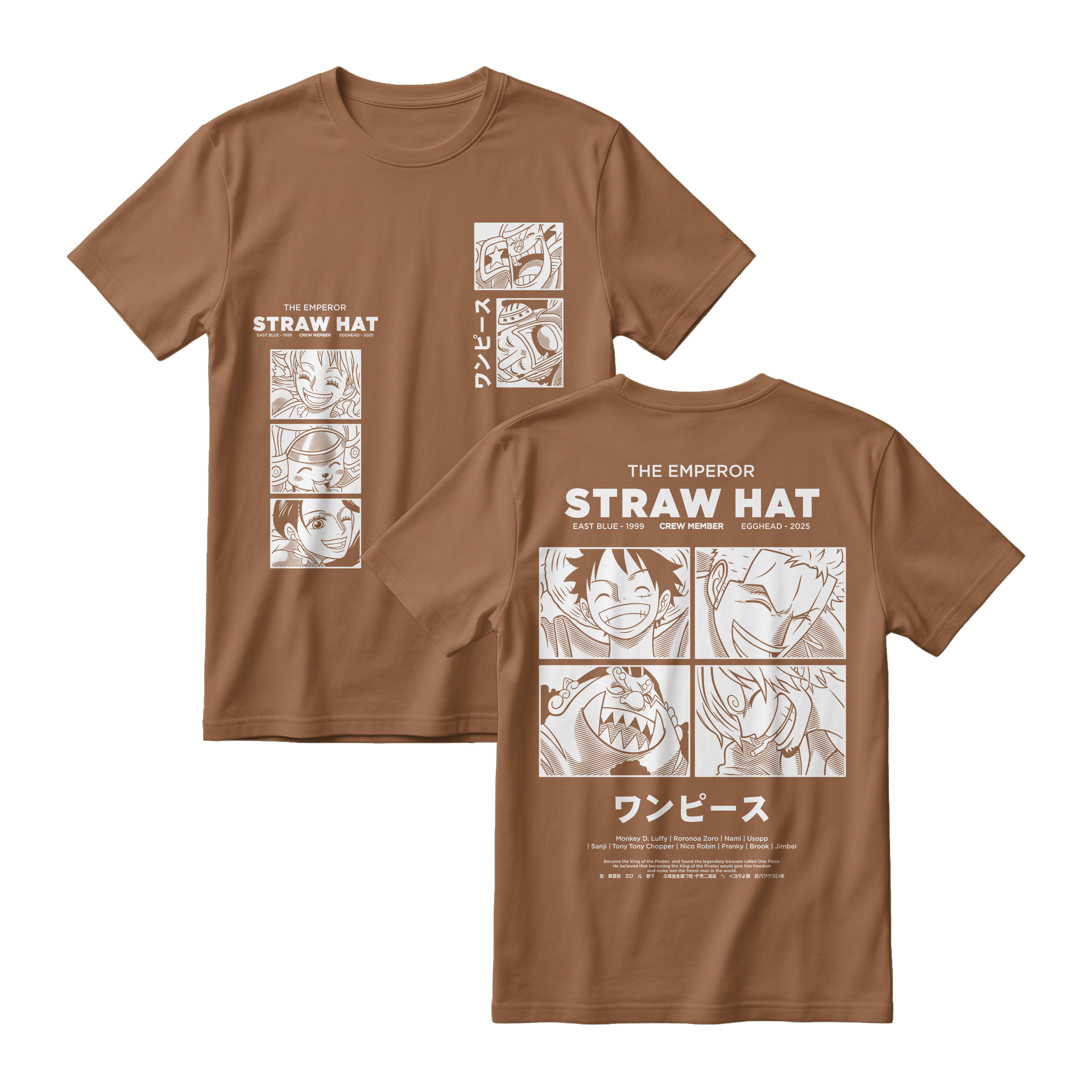 Anime One Piece Emperor Straw Hat Crew Short Sleeve Tee - RZM014