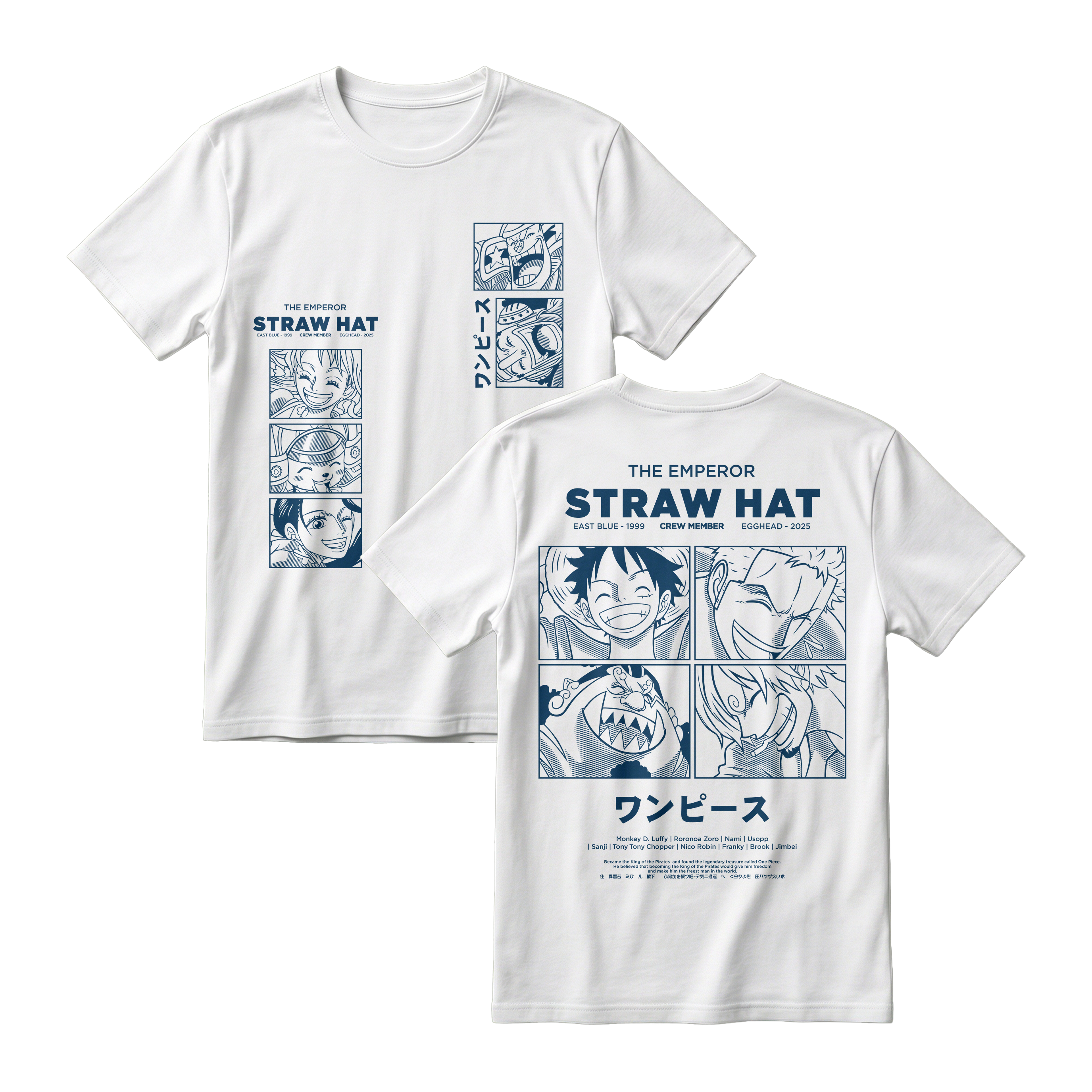 Anime One Piece Emperor Straw Hat Crew Short Sleeve Tee - RZM014
