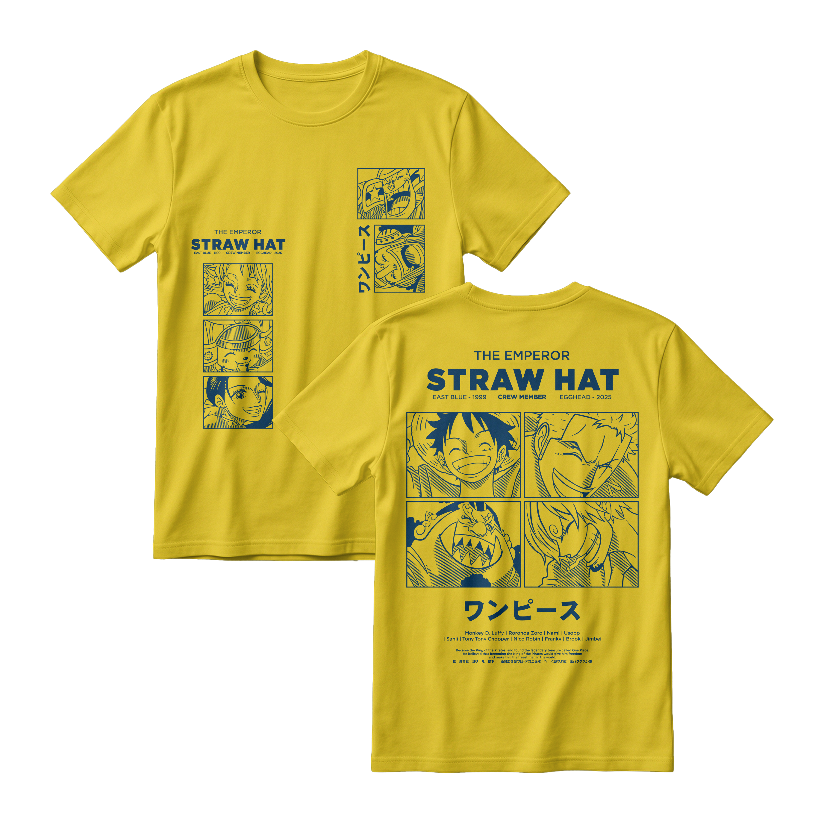 Anime One Piece Emperor Straw Hat Crew Short Sleeve Tee - RZM014