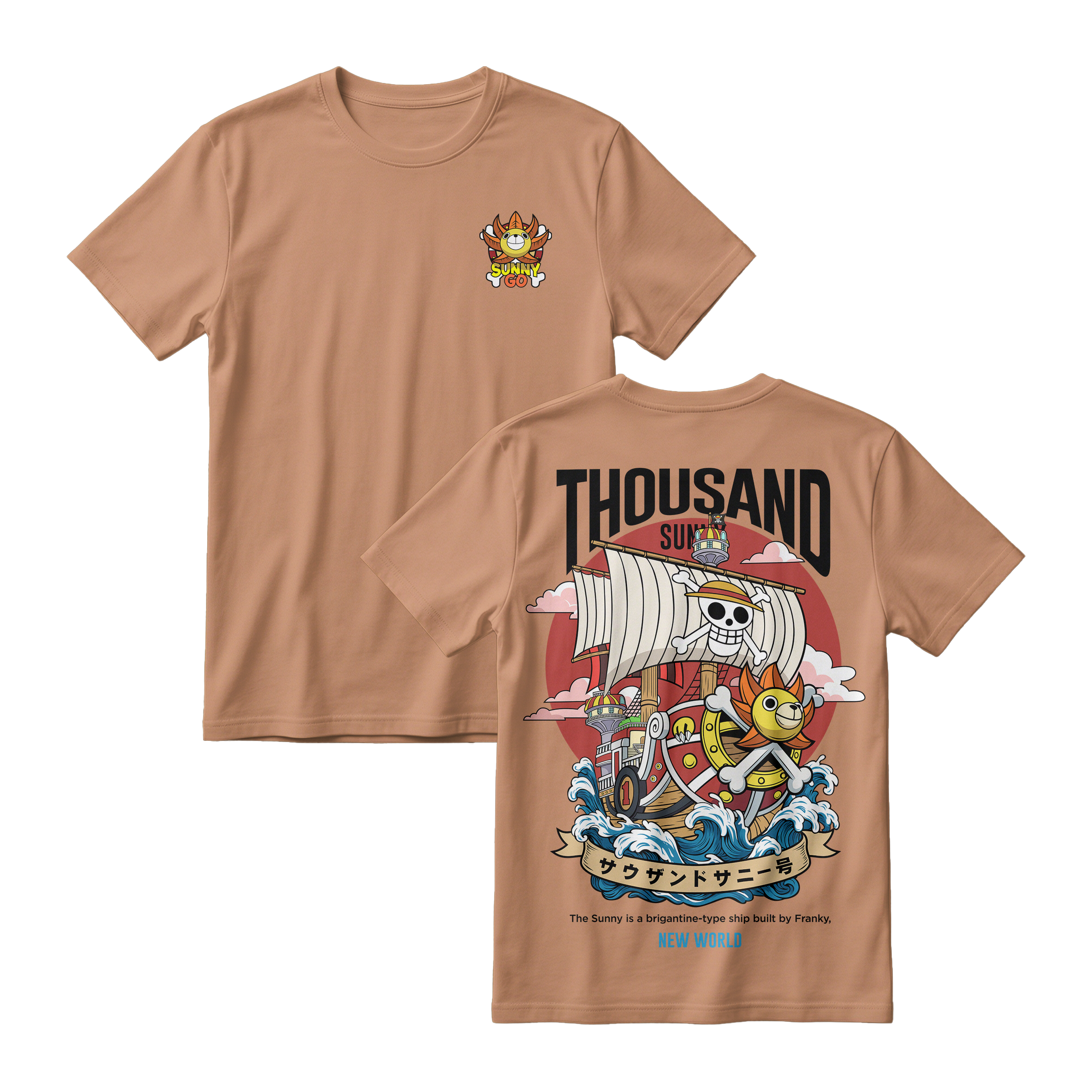 Anime One Piece Thousand Sunny Short Sleeve Tee - RZM016