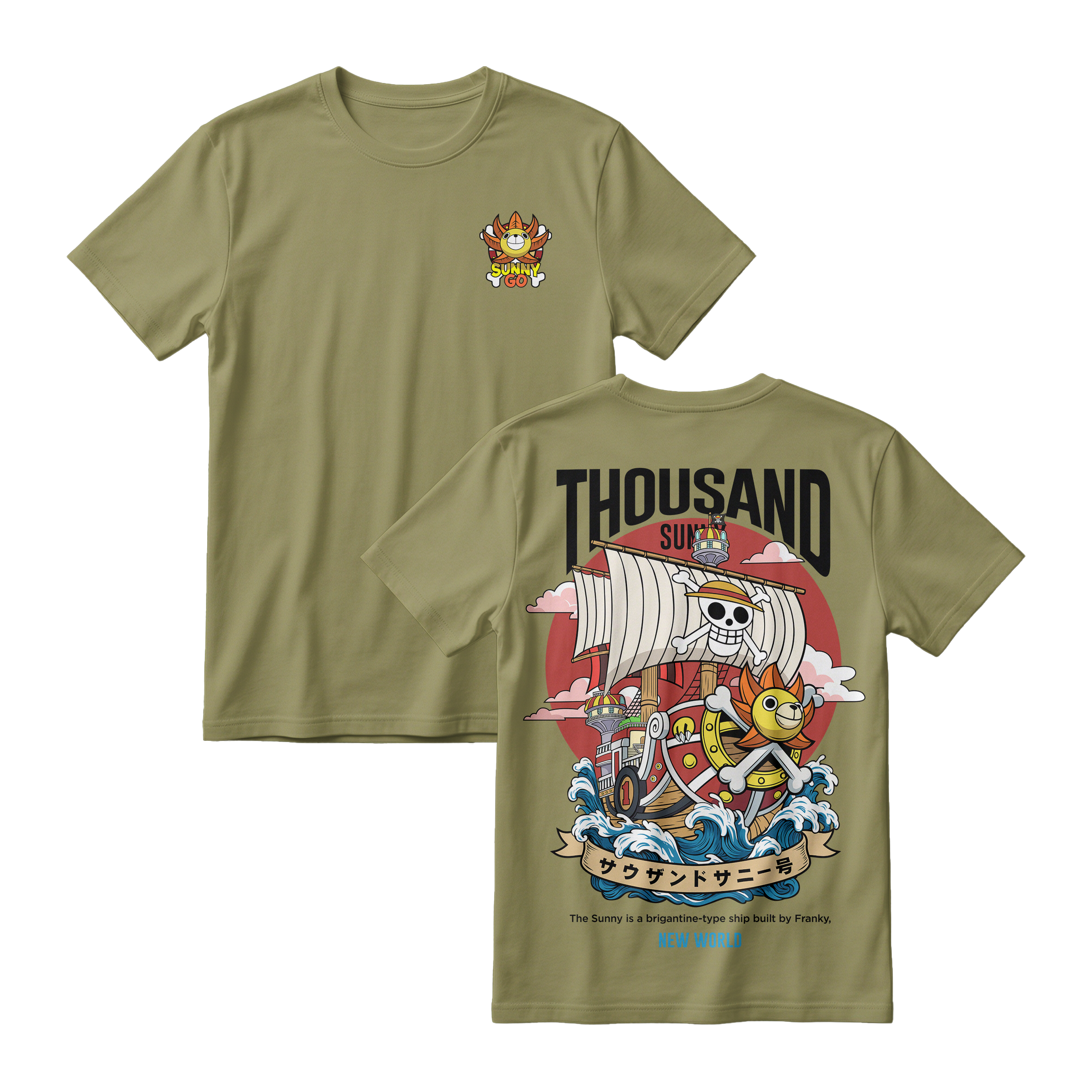 Anime One Piece Thousand Sunny Short Sleeve Tee - RZM016