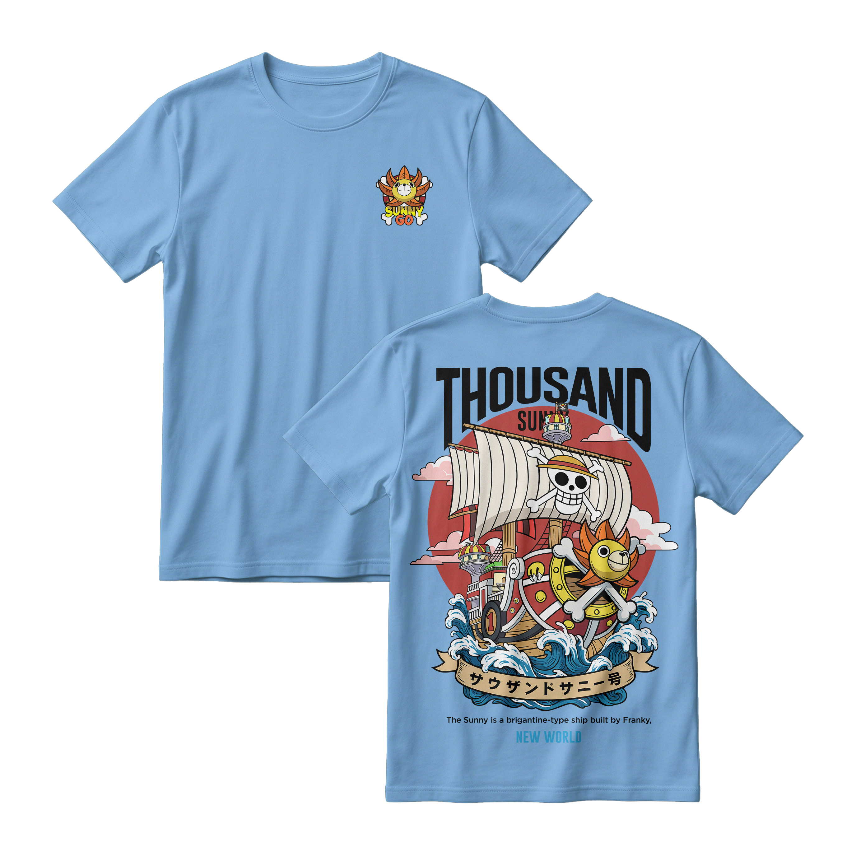 Anime One Piece Thousand Sunny Short Sleeve Tee - RZM016