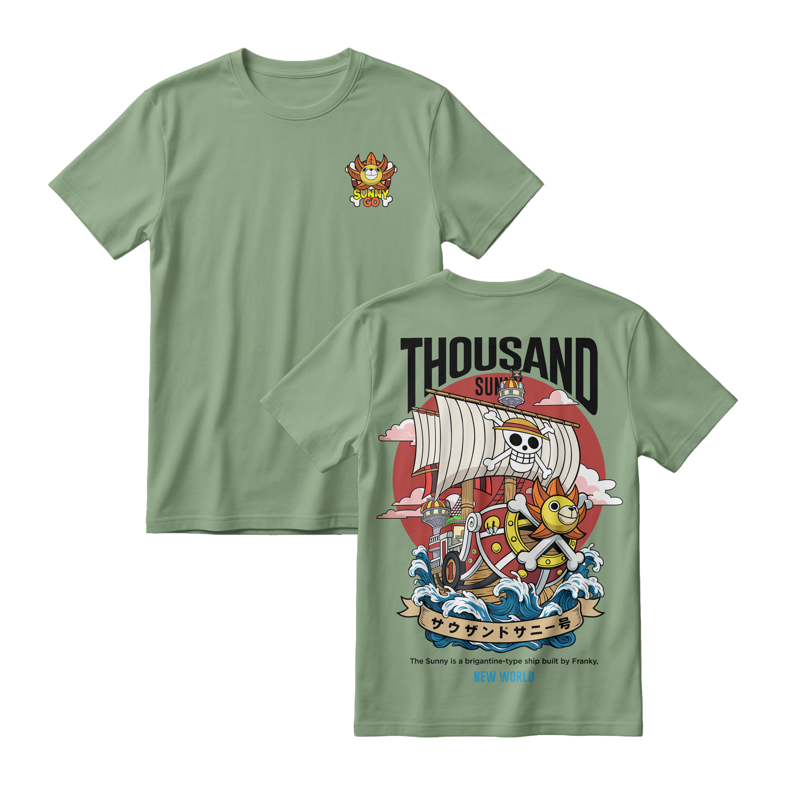 Anime One Piece Thousand Sunny Short Sleeve Tee - RZM016