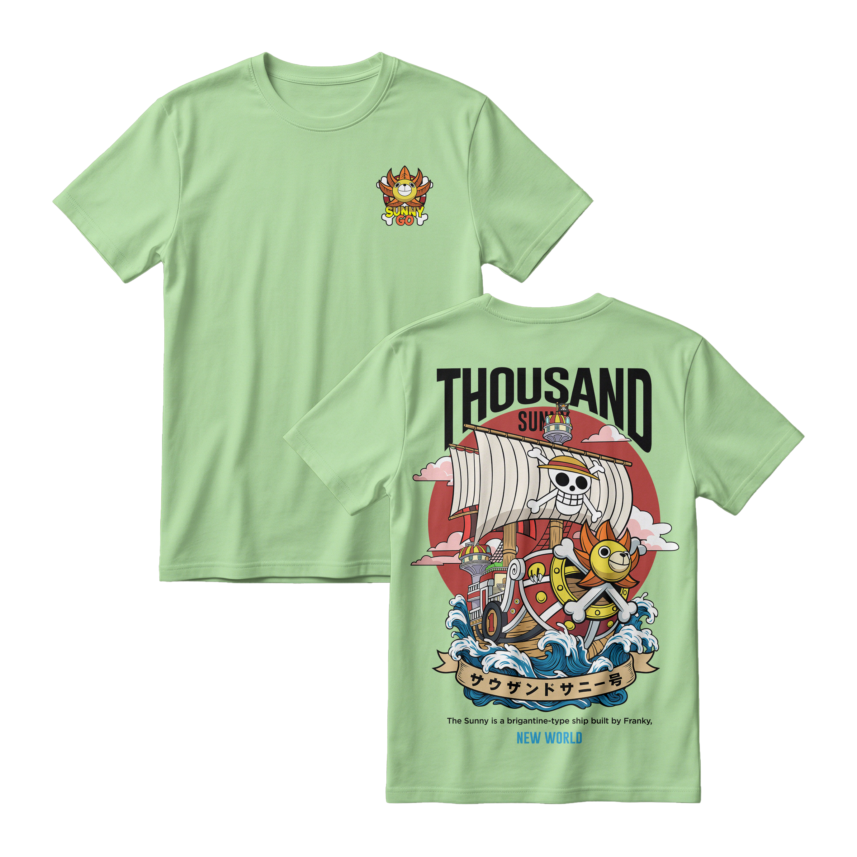 Anime One Piece Thousand Sunny Short Sleeve Tee - RZM016