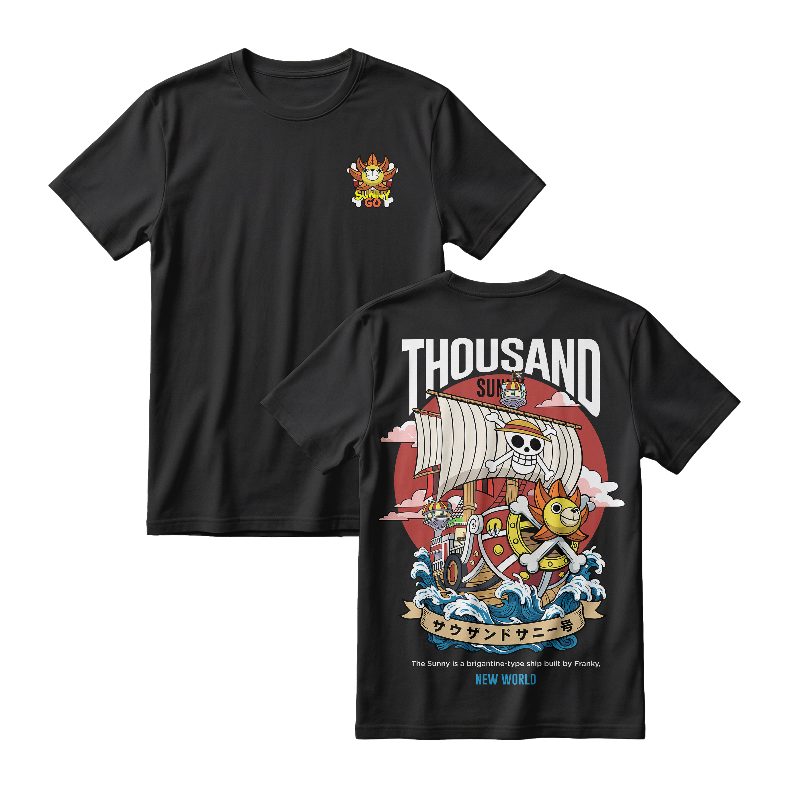 Anime One Piece Thousand Sunny Short Sleeve Tee - RZM016