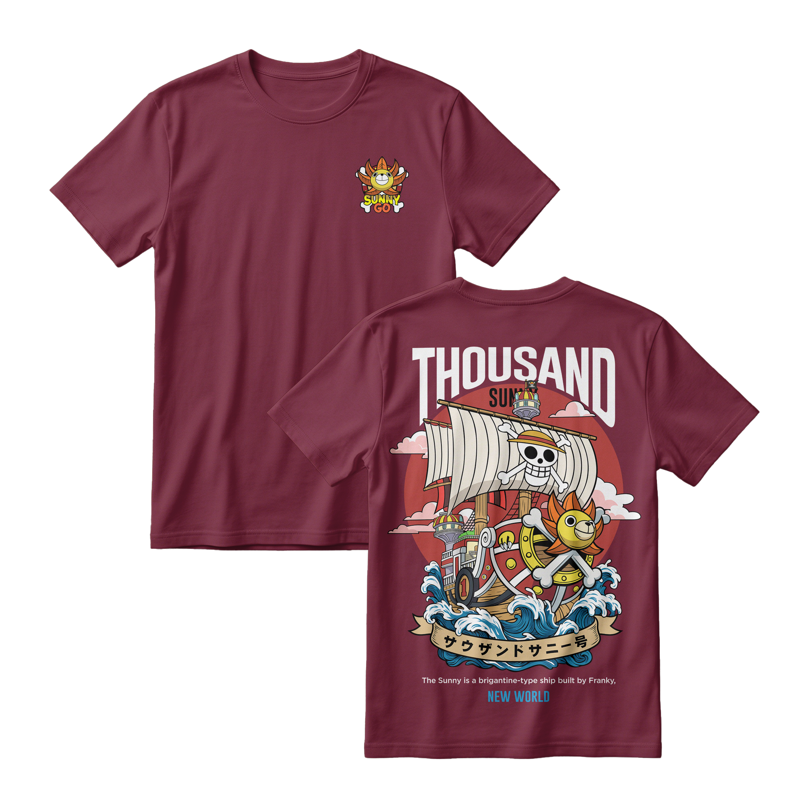Anime One Piece Thousand Sunny Short Sleeve Tee - RZM016