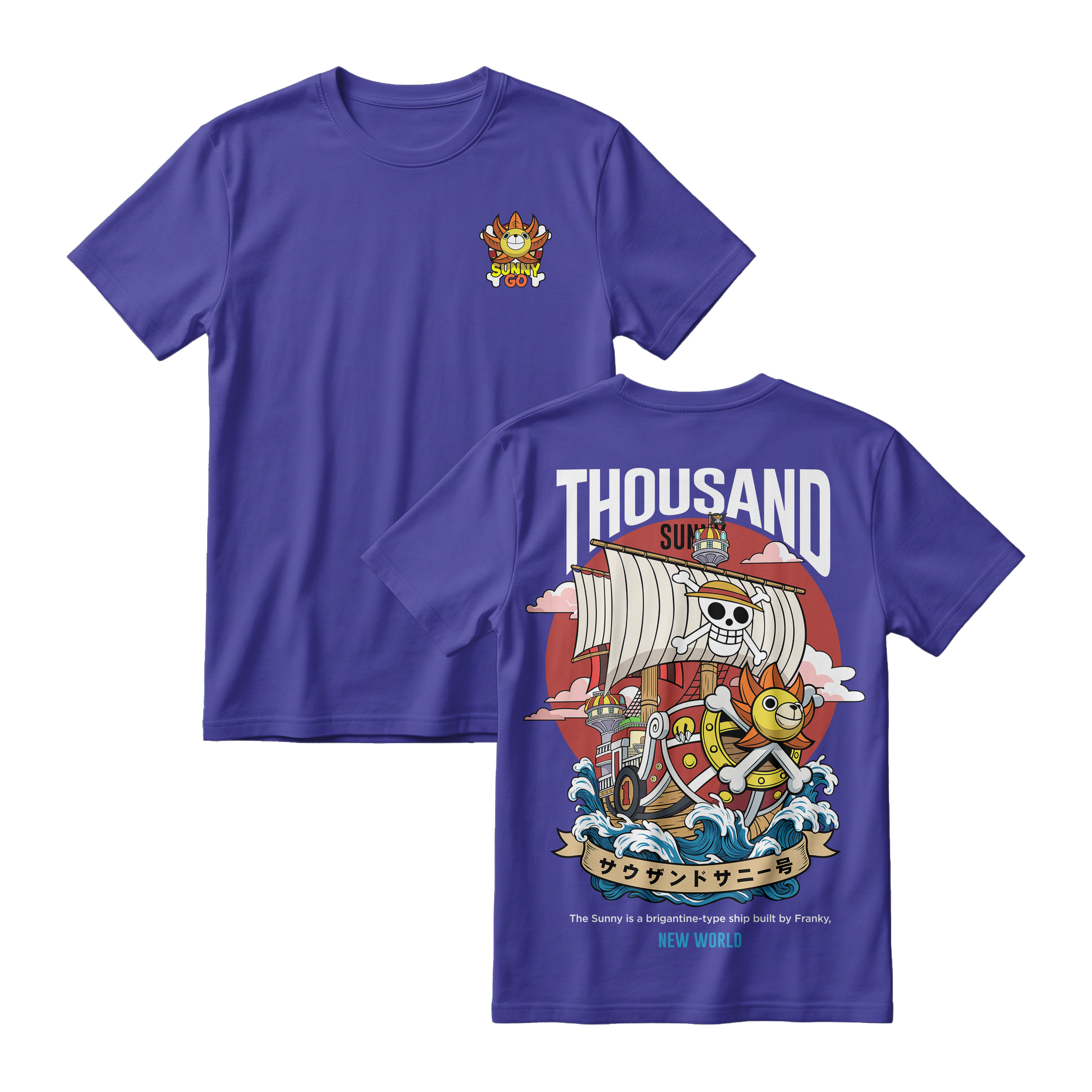 Anime One Piece Thousand Sunny Short Sleeve Tee - RZM016