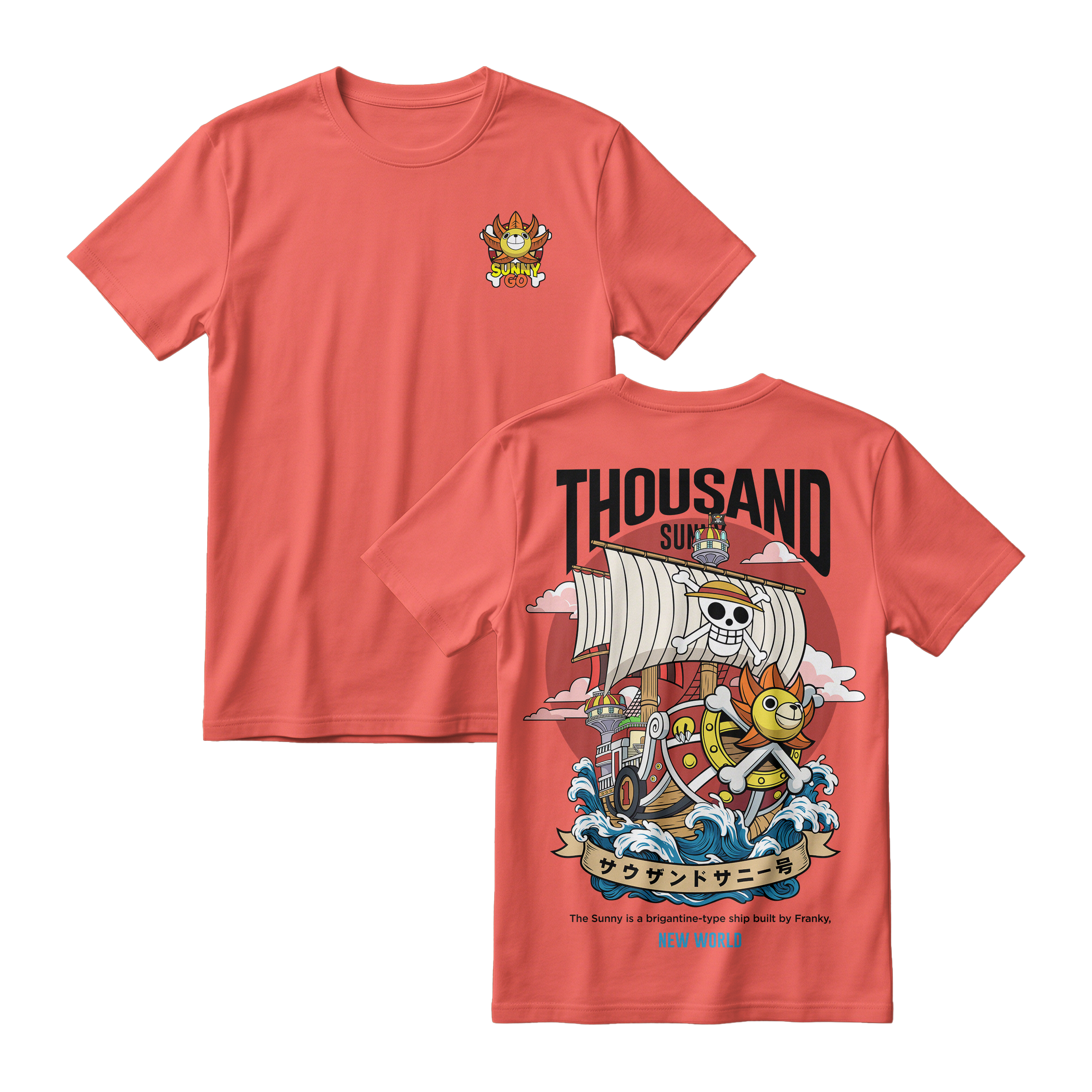 Anime One Piece Thousand Sunny Short Sleeve Tee - RZM016