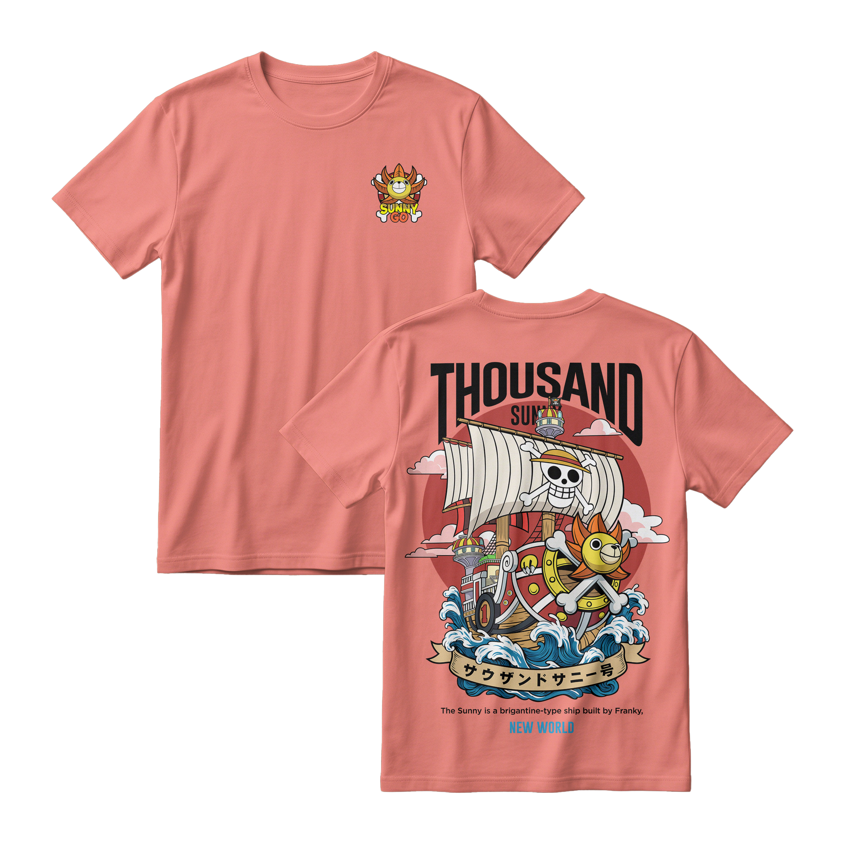 Anime One Piece Thousand Sunny Short Sleeve Tee - RZM016